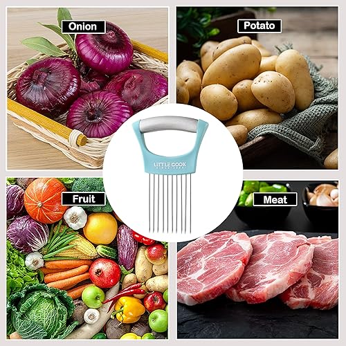 Miniatura 5 de Cortador de cebolla, soporte para cebolla de acero inoxidable Little Cook para rebanar y almacenar cebollas, aguacates, tomate, huevos, apto para