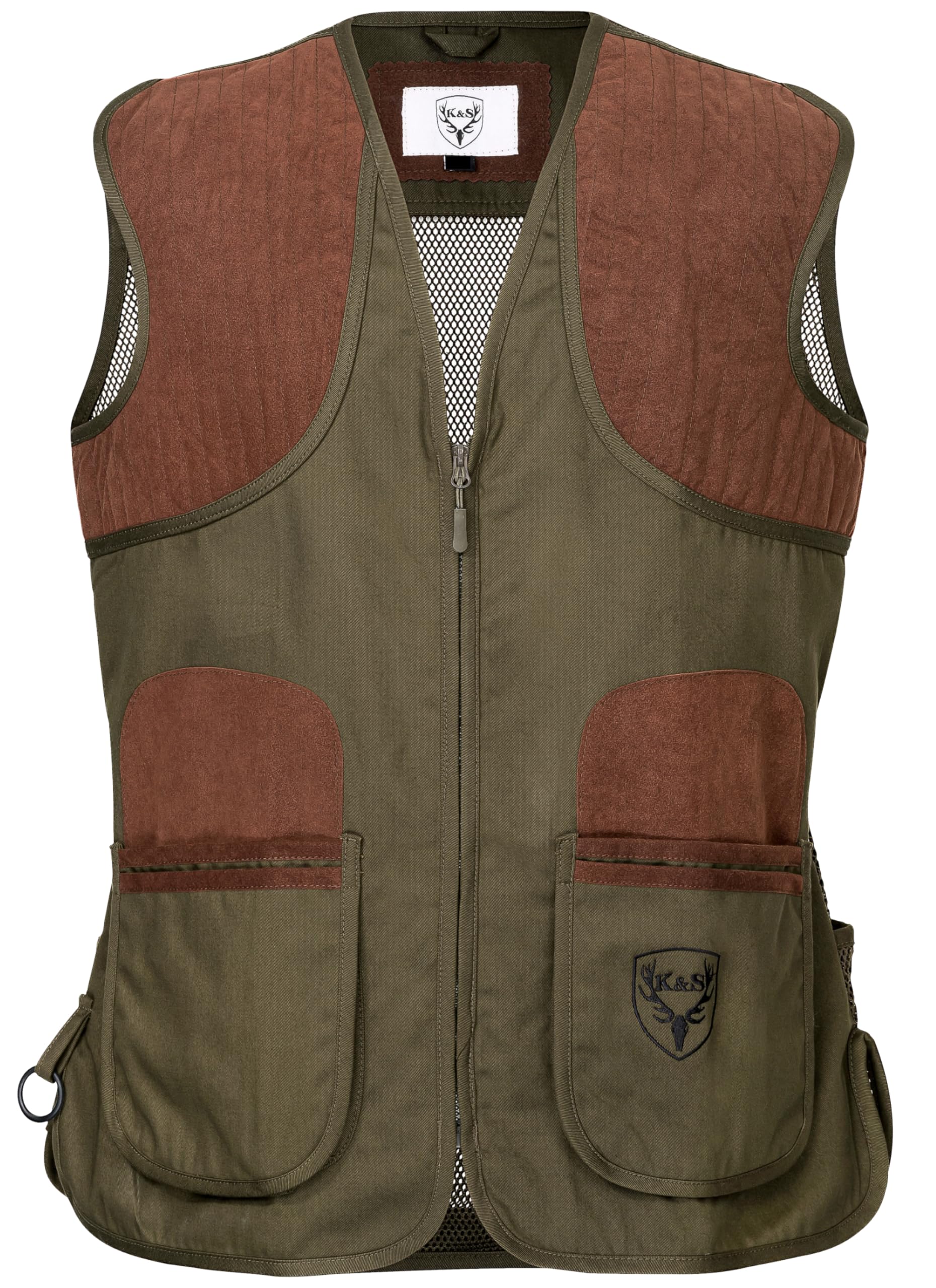 K&S Outdoors Gilet da tiro classico, verde oliva, da uomo, per la protezione della destra e della sinistra, verde oliva, 54