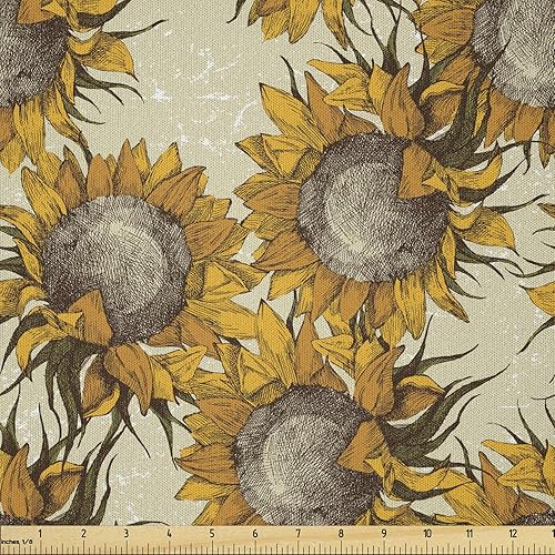 Miniatura 45 de Lunarable Tela suculenta de The Yard, flores en acuarela estilo pintura coloridas flores de primavera tema de jardinería, tela de microfibra