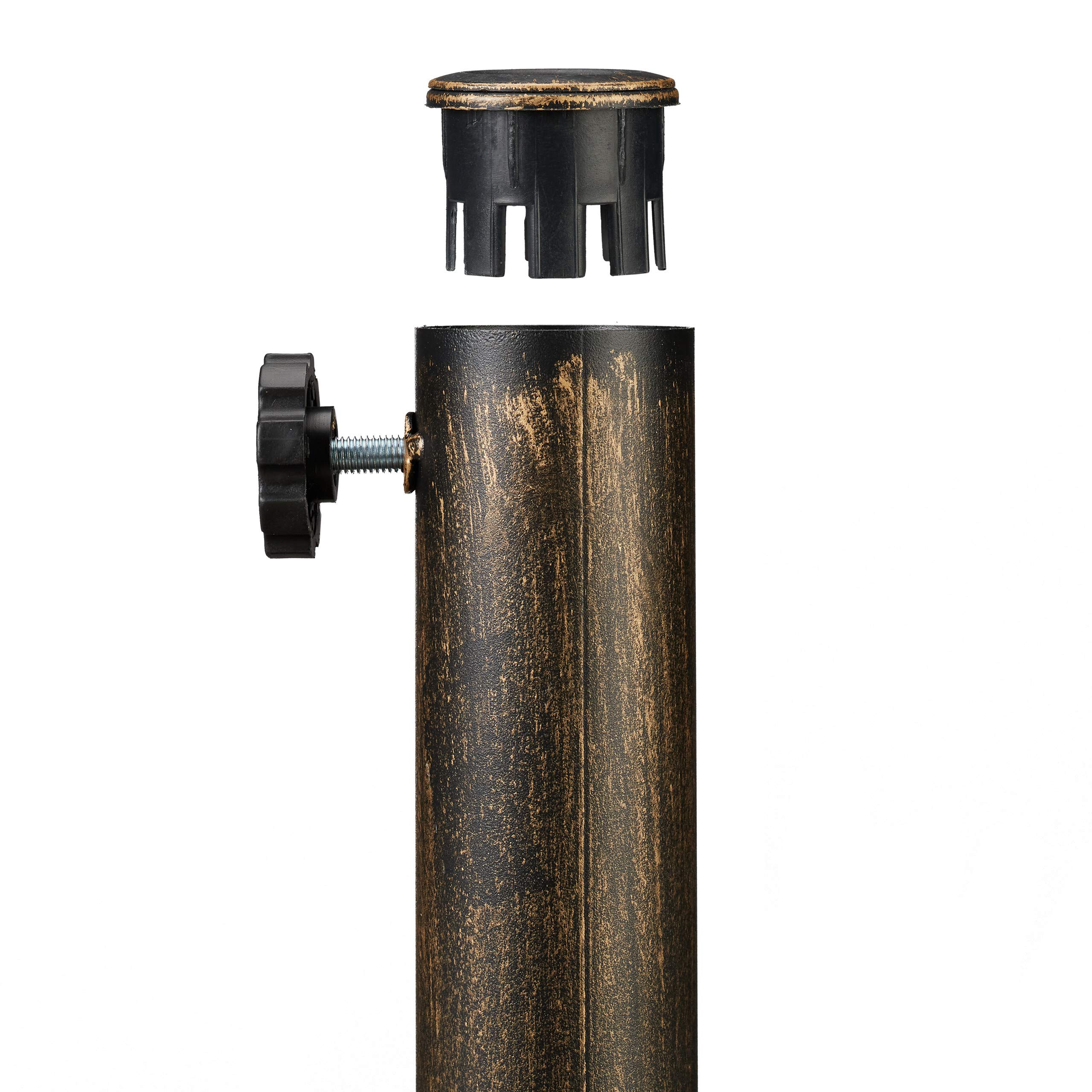 Relaxdays Support à parasol, pour des barres de 38-50 mm, résistant aux intempéries, Ø49,5cm, jardin, aspect fonte, brun