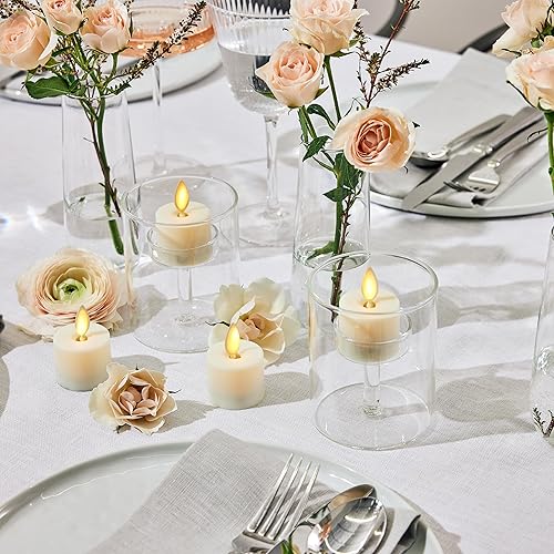 Miniatura 2 de Luminara Luz de té LED sin llama con llama móvil (1.4 x 2 pulgadas), luz LED de plástico sin llama con control remoto, funciona con pilas, mate