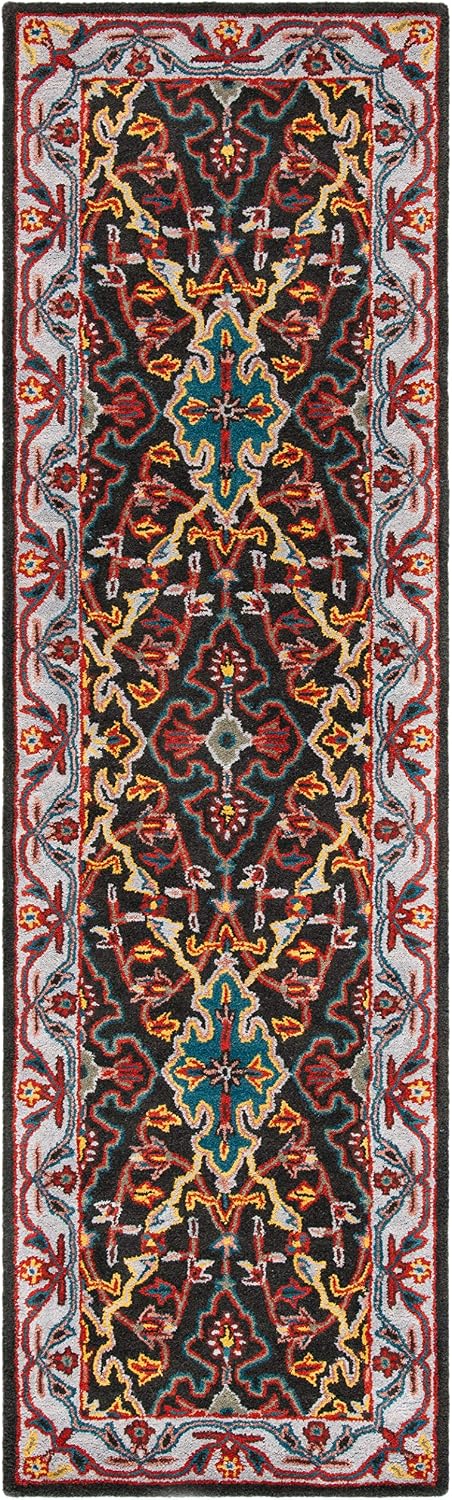SAFAVIEH Heritage Collection Runner Rug - 2'3" x 8', Charcoal & Ivory, Handmade Traditional Oriental Wool, Ideal for High Traffic Areas in Living Room, Bedroom (HG737A)