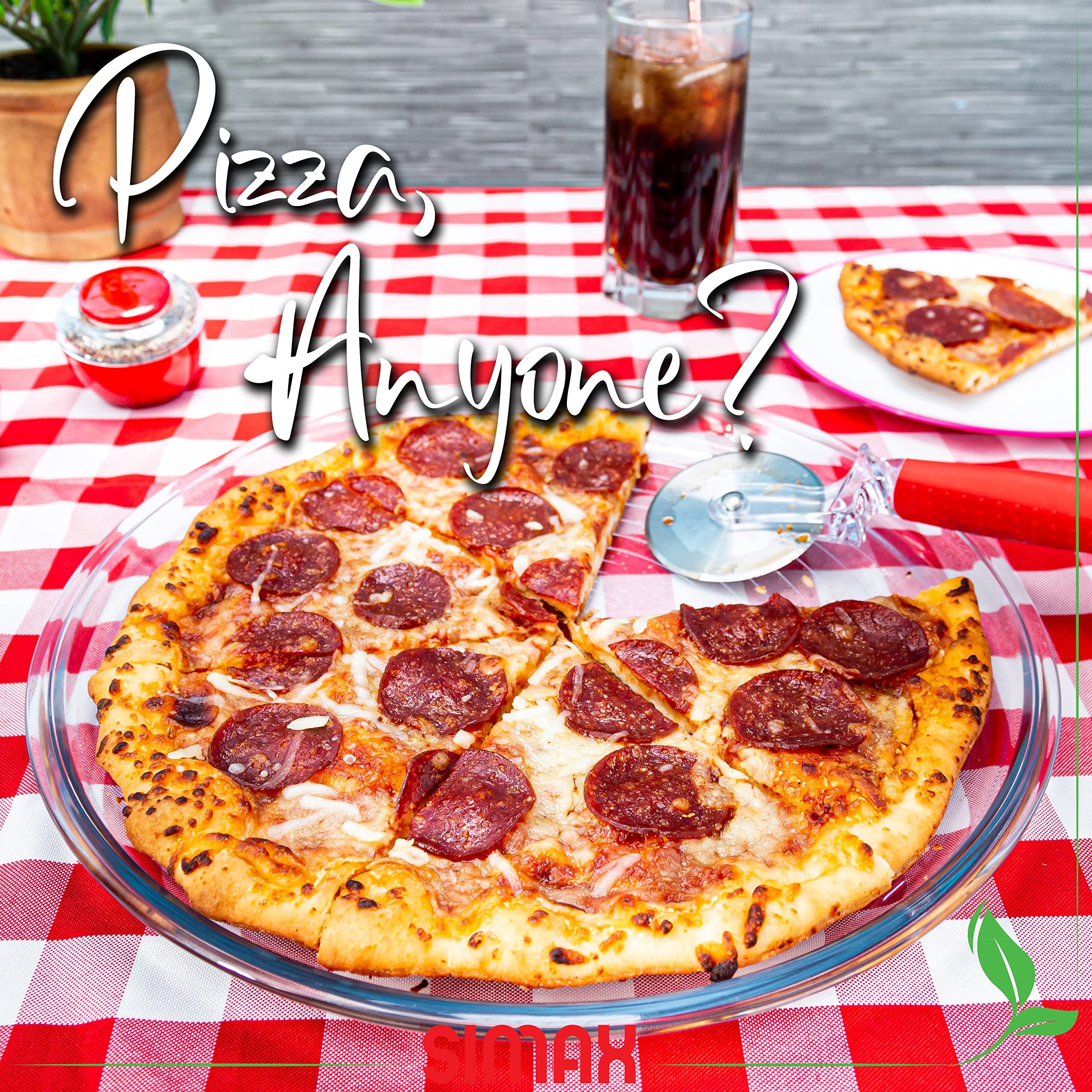SIMAX Glas-Pizzablech für Backofen: Borosilikatglas Pizzablech für Backofen - 31,8 cm Pizzablech - Pizzablech Ofenform - Runde Pizzableche Backblech - Antihaft-Pizzablech 32,5 Zoll
