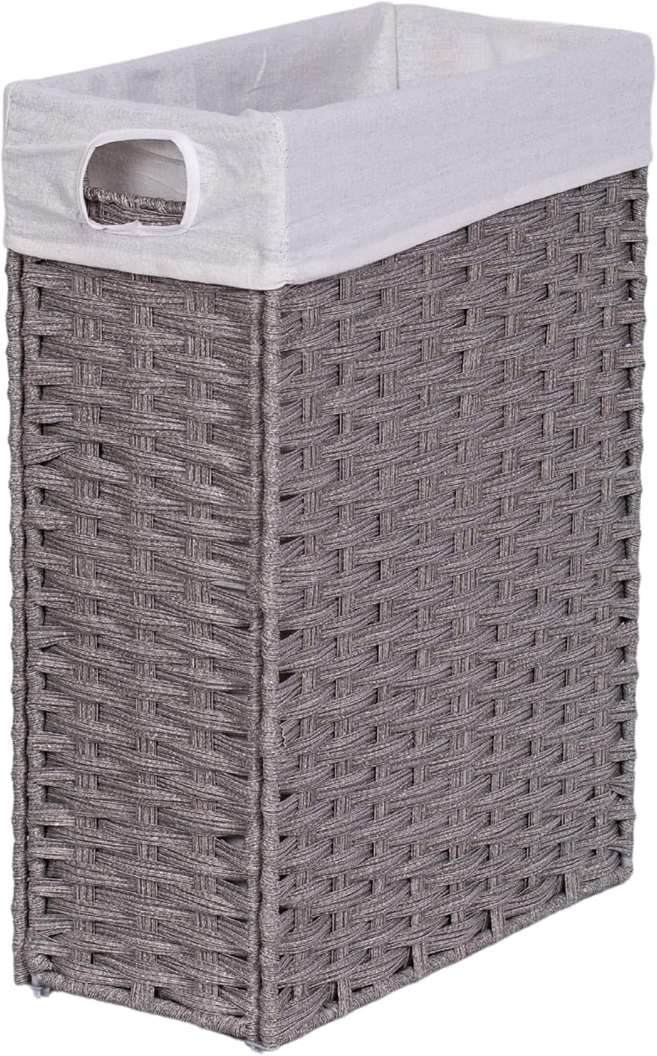 BIRDROCK HOME 22″ Slim Laundry Hamper with Removable Liner Bag | Grey | Hand Woven | Compact Collapsible Clothes Basket | Synthetic PE Rattan | Hand Woven BIRDROCK HOME 22″ Slim Laundry Hamper with Removable Liner Bag | Grey | Hand Woven | Compact Collapsible Clothes Basket | Synthetic PE Rattan | Hand Woven
