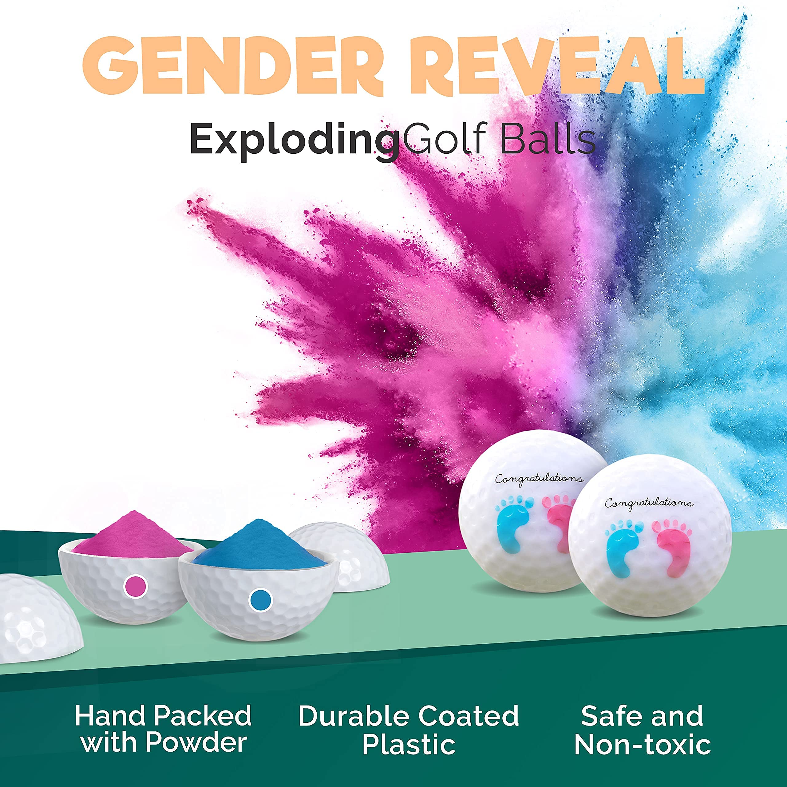 Gender Reveal Exploding Golf Balls Set for Gender Reveal Parties ONE