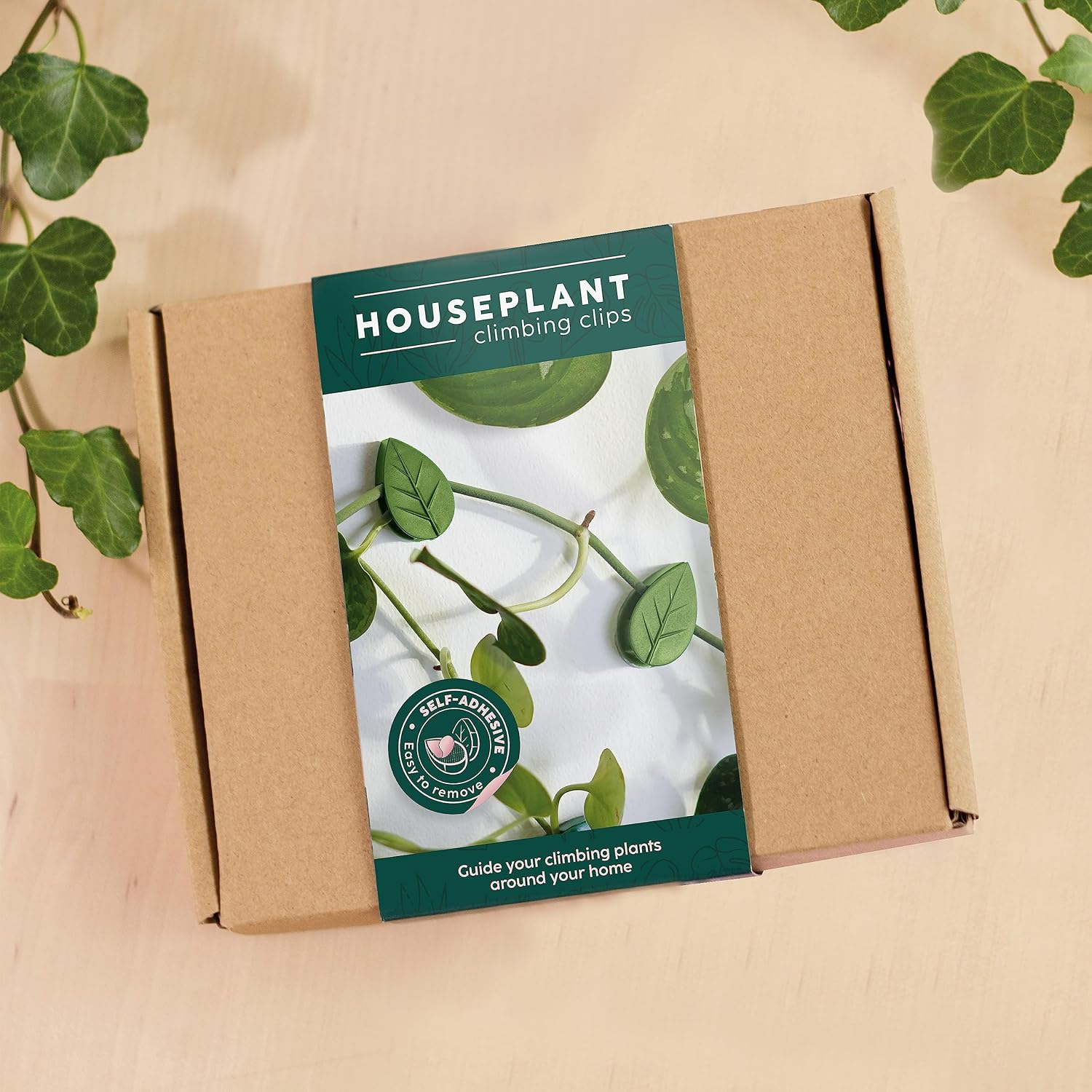 Bubblegum Stuff Houseplant Climbing Clips - 12 Green Leaf-Shaped Clips for Indoor Plants - Reusable and Effective Climbing Plant Accessories - 1.25” (31mm) x 0.76” (19mm) x 0.47” (12mm)