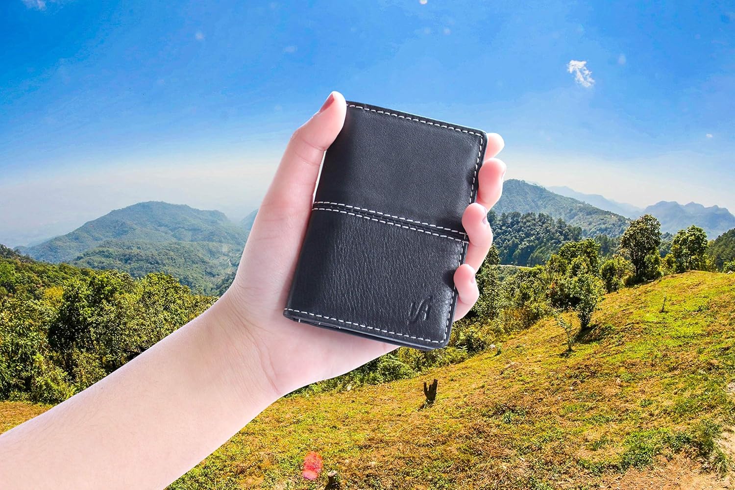 Starhide Men's Genuine Soft Leather Credit/Business Card Holder Case Wallet Black