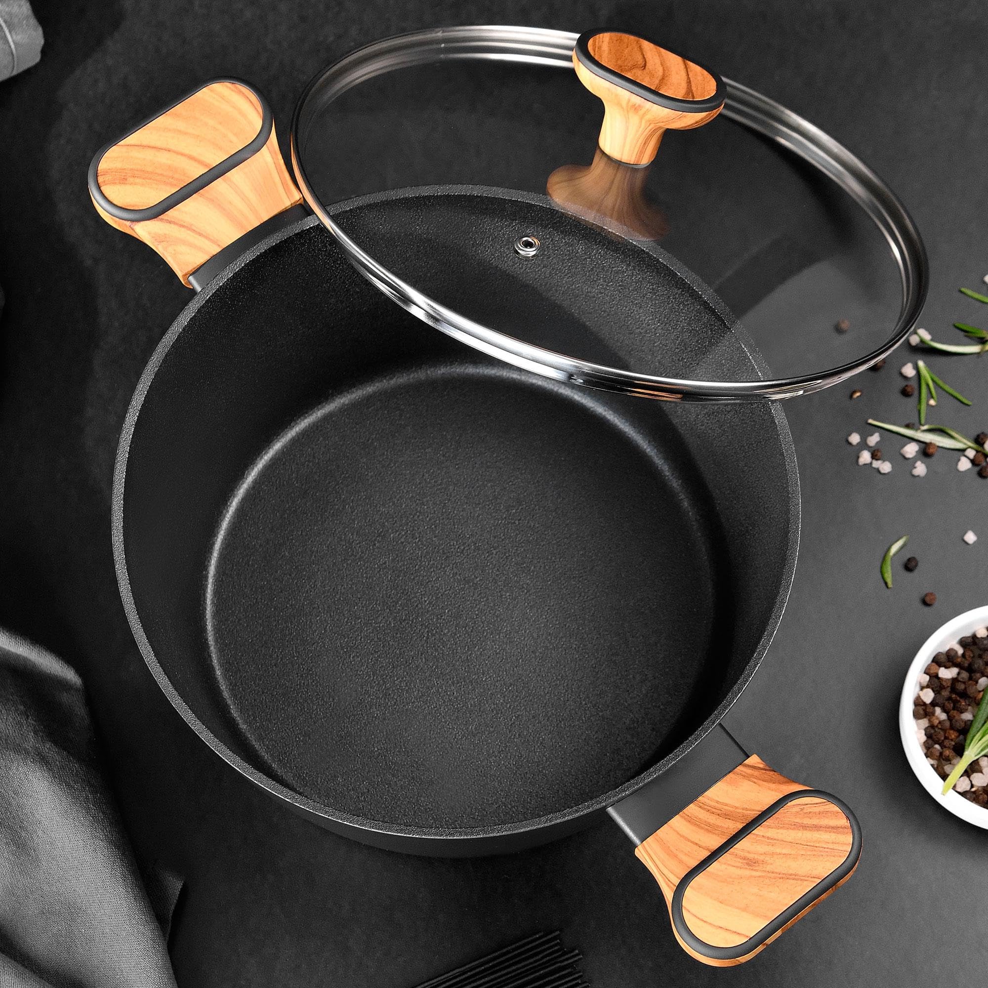 Bergner Charcoal Cacerola con tapa de Ø24cm de 4L en Aluminio forjado Antiadherente