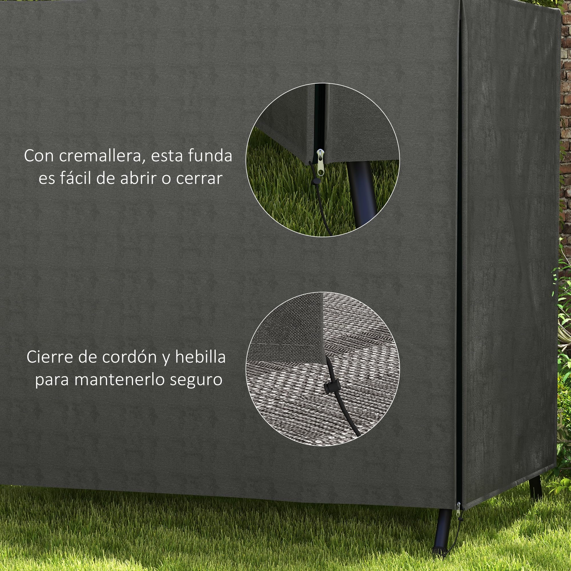 Outsunny Funda Balancín Jardín Funda Columpio Jardín Exterior Cubierta de Columpio de Tela Oxford 600D con 2 Cremalleras Impermeable 177x114x152 cm Gris Oscuro