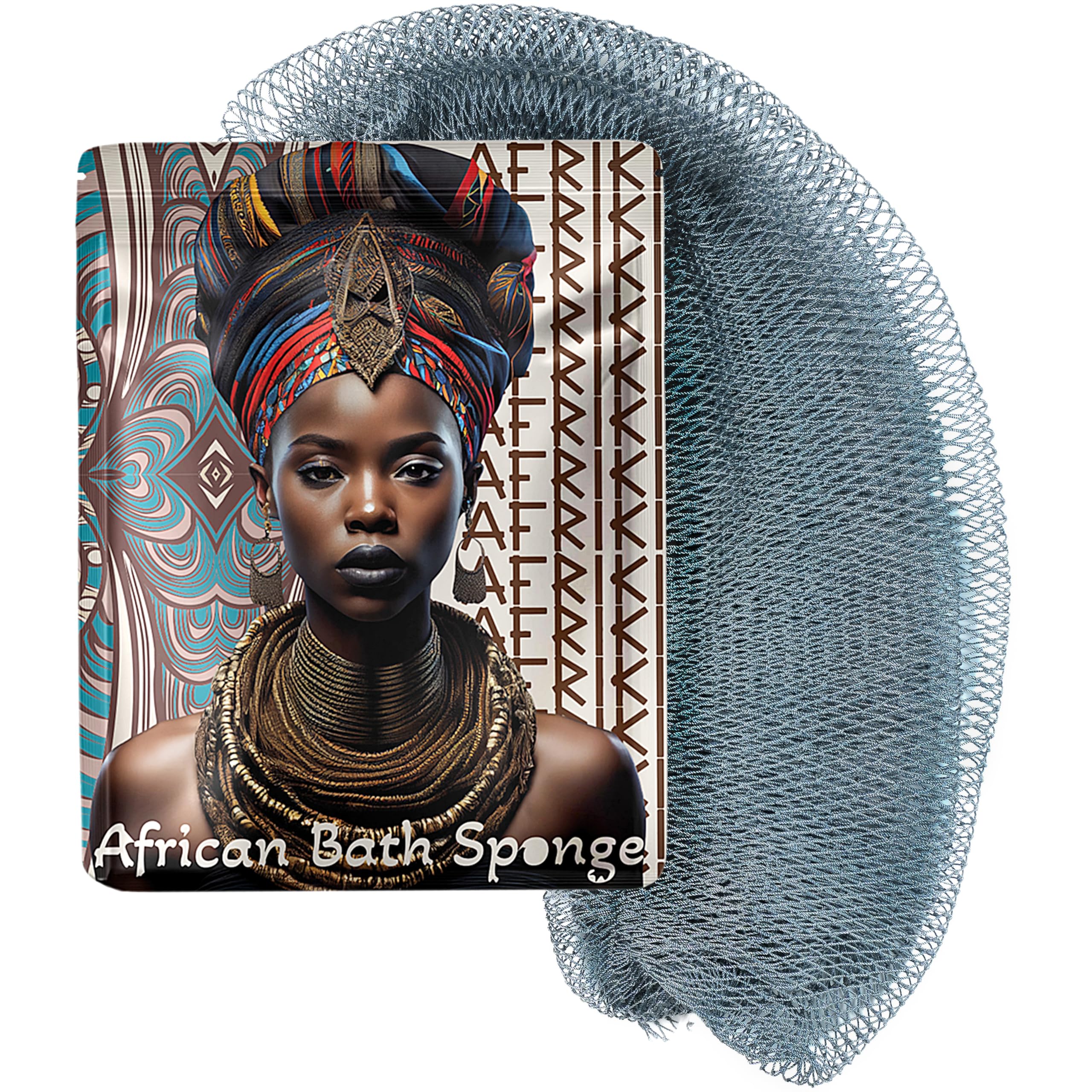 AFRIKI African Net Sponge – Exfoliating Body Scrubber, Black Owned & Rooted in Africa, All Skin Types | 45 in Long (Slate)
