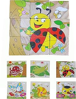 لعبة تعليمية للأطفال الصغار من 6 قطع في 1 - الحشرات، بلاستيك