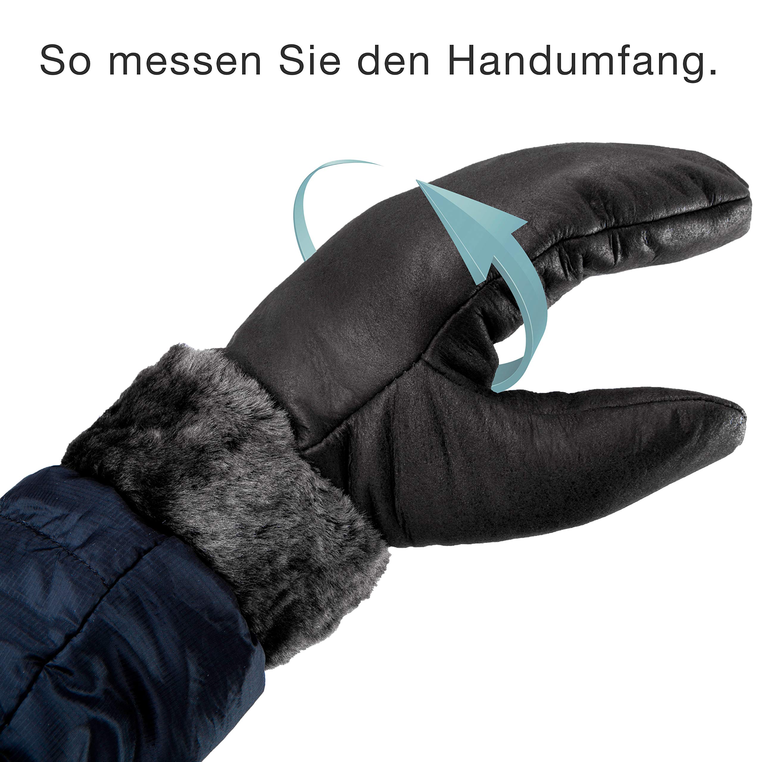Lammfell Fäustlinge von WERNER CHRIST – warme, Lange Unisex Fausthandschuhe aus echtem Fell, Winter-Handschuhe für Damen und Herren in schwarz, braun & dunkel-braun, Größe 5, 6, 7, 8, 9 und 10
