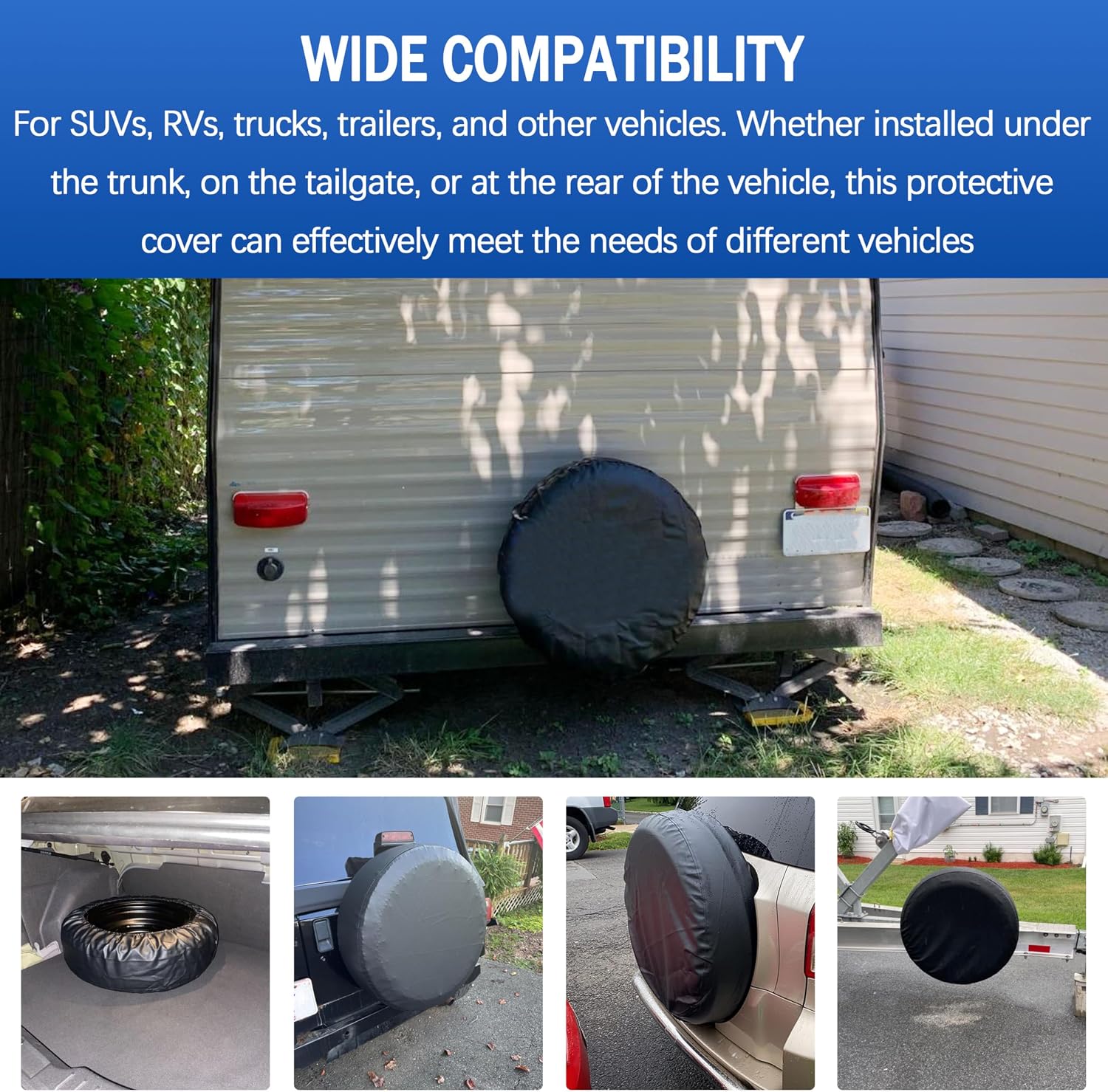 Spare Tire Cover for Jeep Wrangler, PVC Waterproof, 17 Inch(Diameter 31.5"-32.5")
