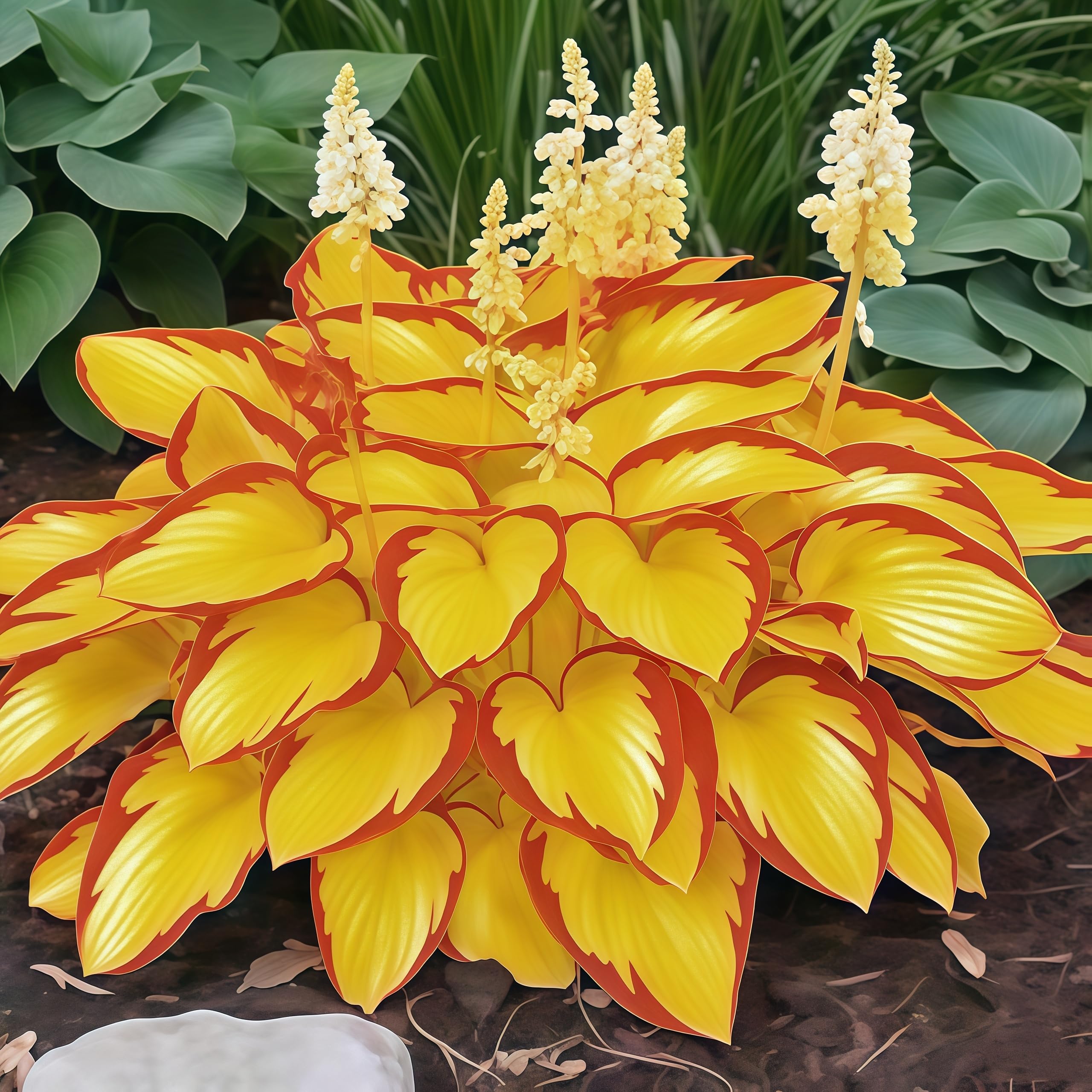 Stunning Hosta Bulbs Perennial UK, Rare and Beautiful Hostas Rhizome in Bulk,Planting for Stunning Garden Displays-4 Bulbs-H