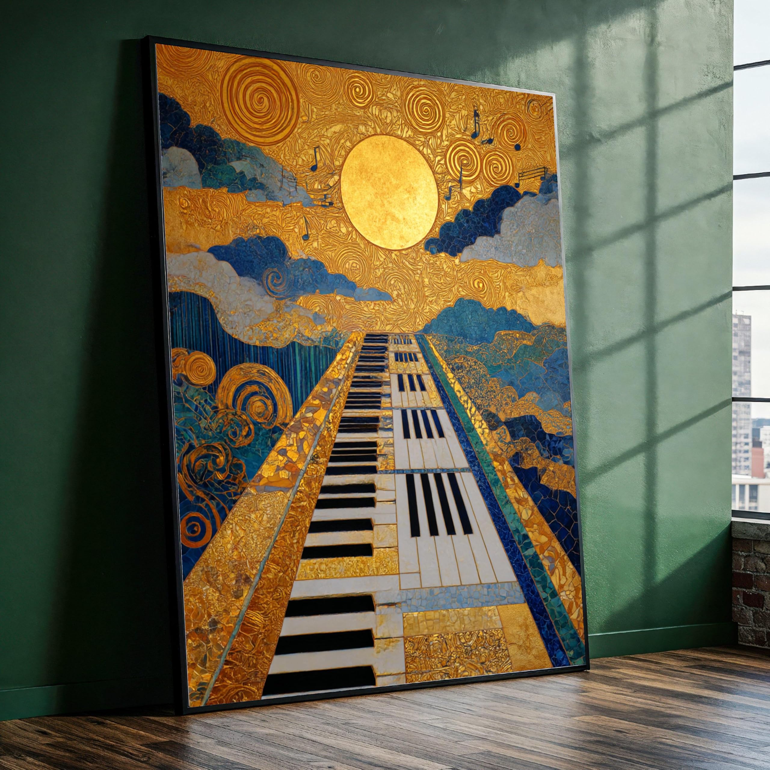 Yusuzhu Frameless Vintage Piano Keys Canvas Wall Art, Golden Music Wall Art, Abstract Instrument Decoration, Art Canvas For Home Painting(30X40cm/Frameless)