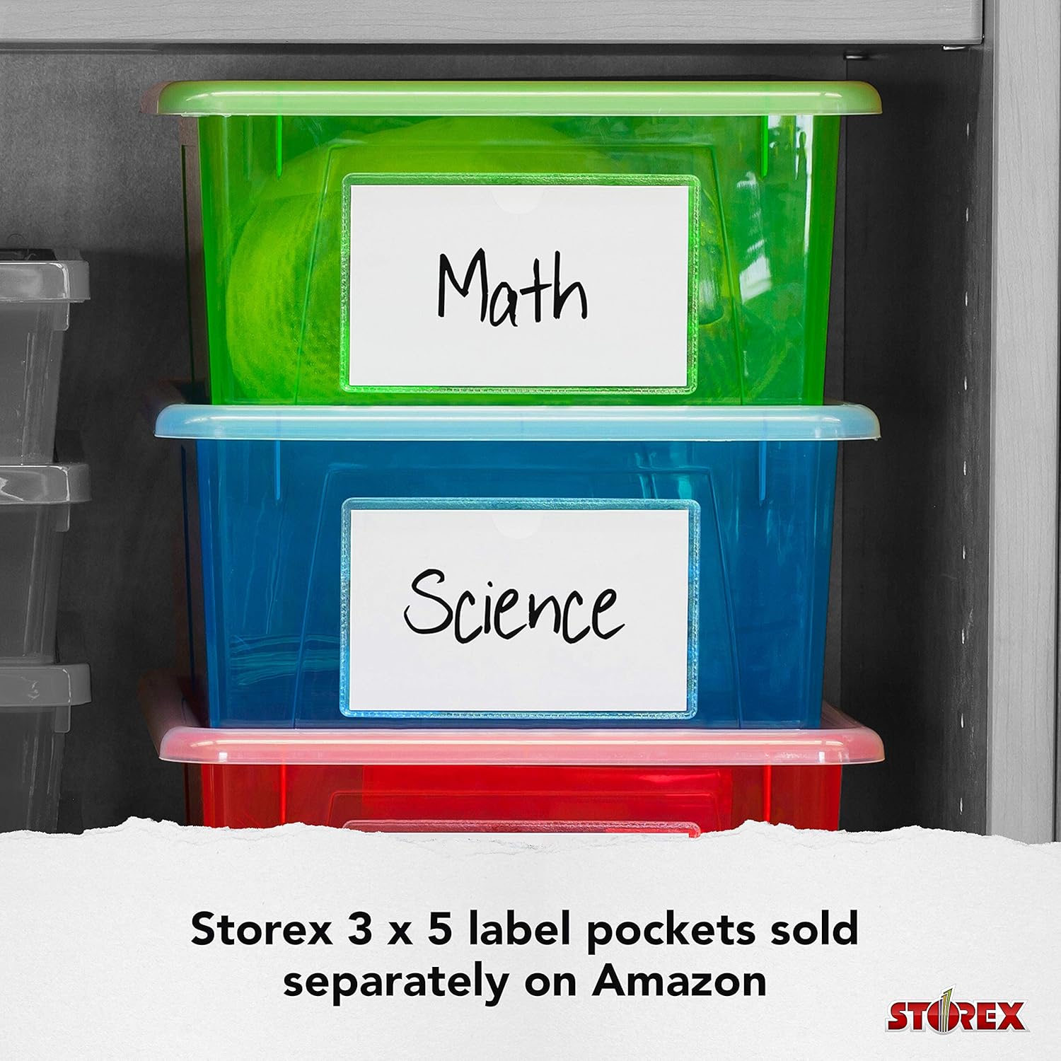 80% Off Discount Storex Letter Size Flat Storage Tray – Organizer Bin with Non-Snap Lid for Classroom, Office and Home, Black, 5-Pack (62535U05C)