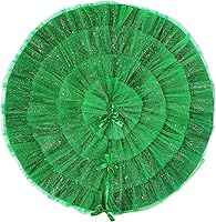 Vista 1 de Tatuo Falda de árbol de Navidad con volantes de 4 capas de tul redonda esponjosa y brillante, adorno para decoración de Navidad y vacaciones