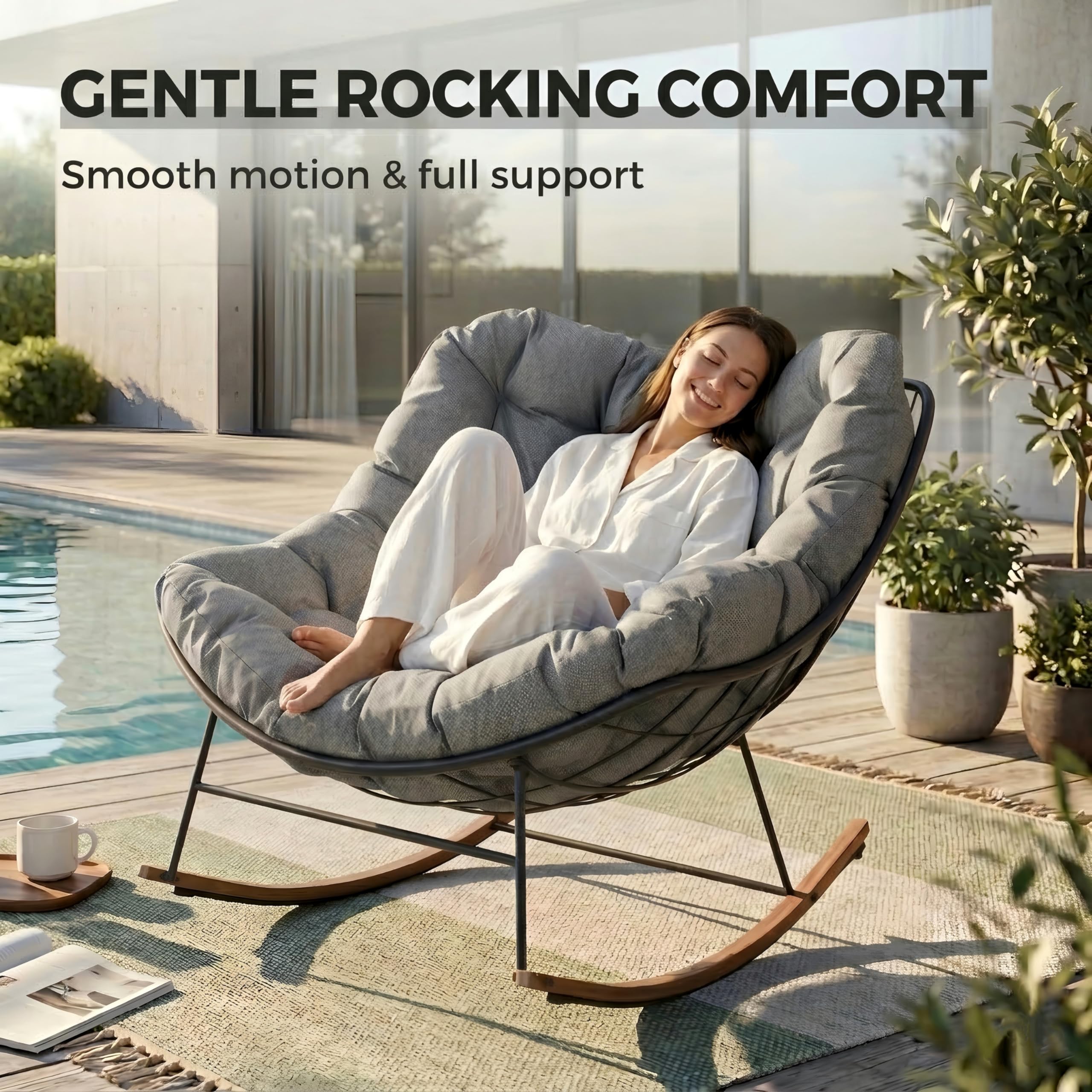 Amazon.co.jp: Grand Patio アウトドアロッキングチェア 快適なモダン 