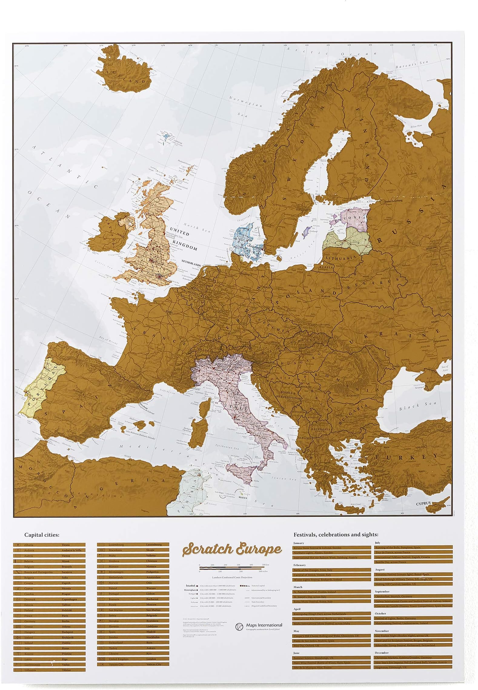 Scratch Off Map Of Europe โ Color Europe Wall Map โ Scratch Off โ 23 x 33