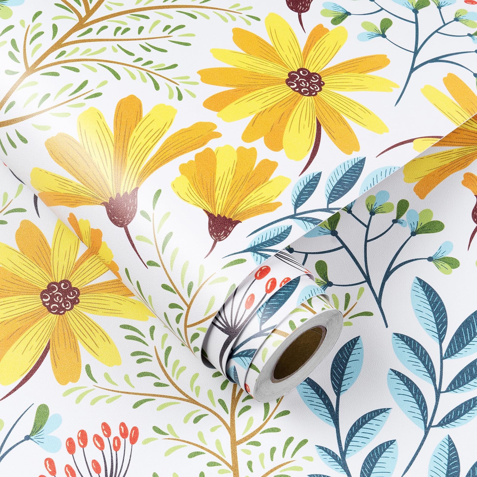 Papier peint floral coloré 44,5x894,2 cm rouleau adhésif à coller