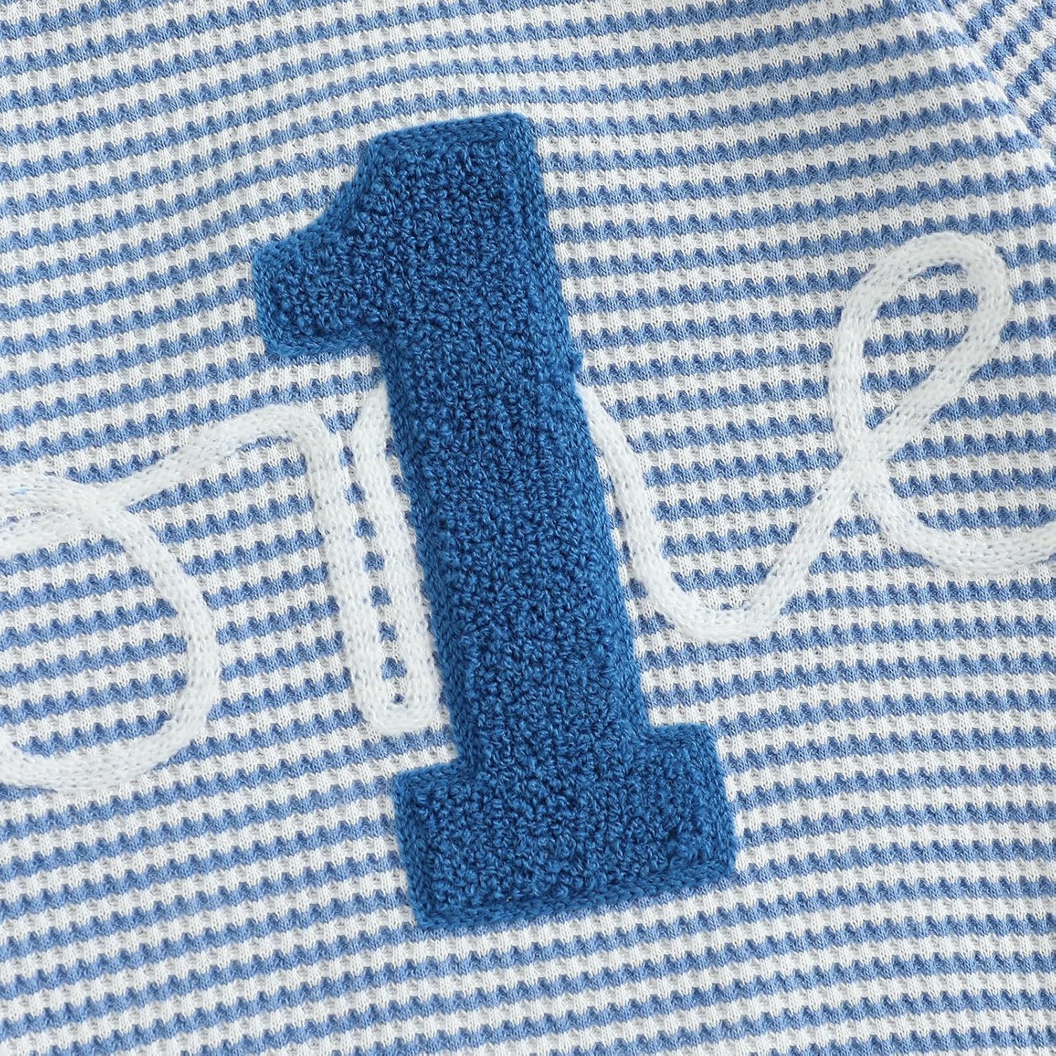 VISGOGO Baby Boy Girl 1st Birthday Outfit One Birthday Embroidery Waffle Romper Sleeveless Oversized Jumpsuit One Year Old - Image 6