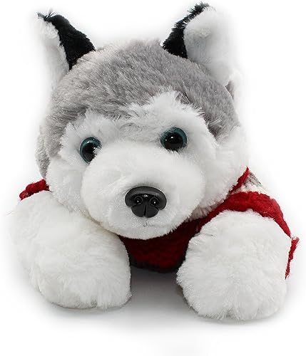 Miniatura 2 de Peluche suave de peluche de perro husky siberiano de peluche para cachorros, 12 pulgadas