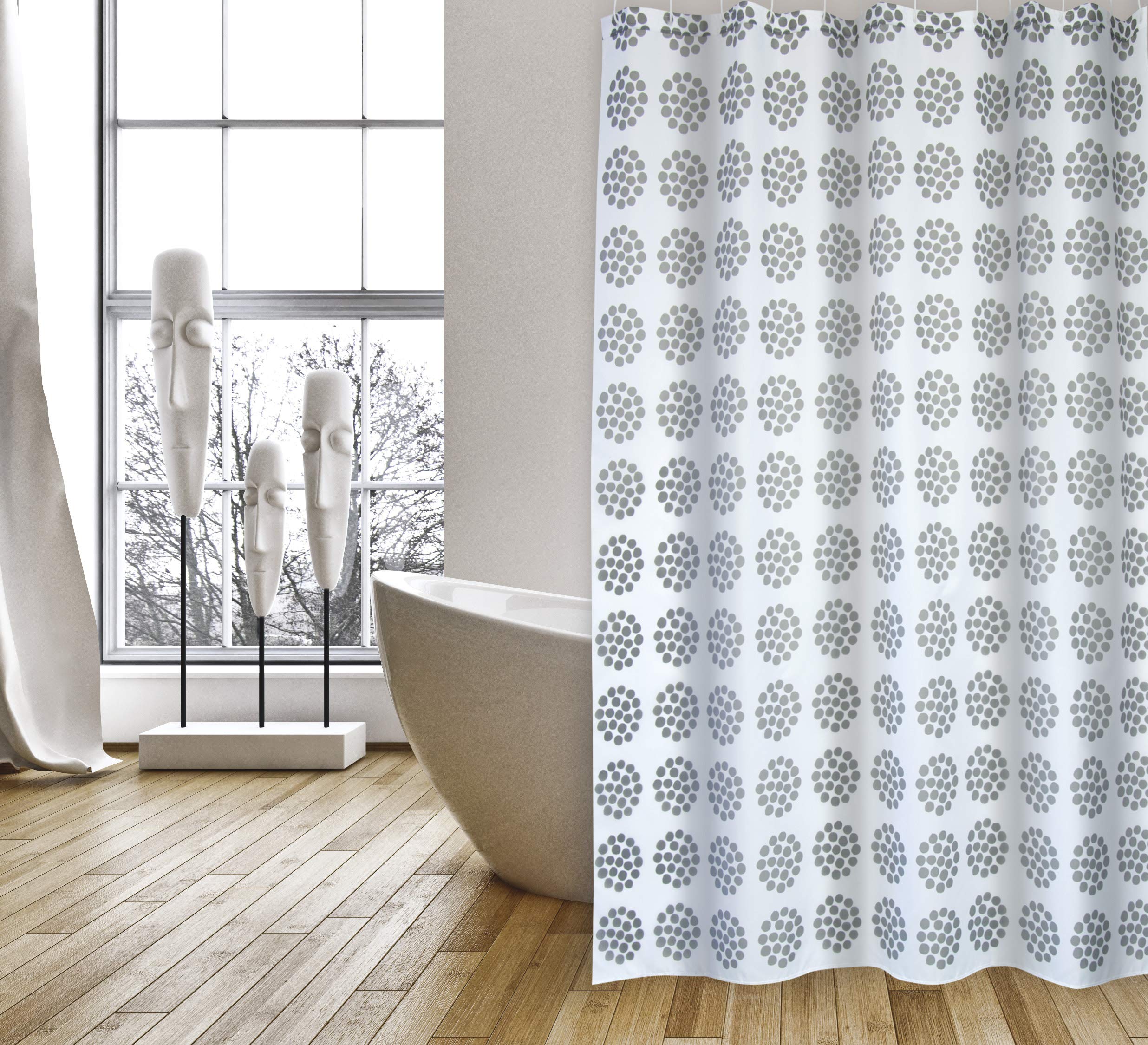 Rideau de douche MSV Begonia en polyester pour moderniser une décoration de salle de bain