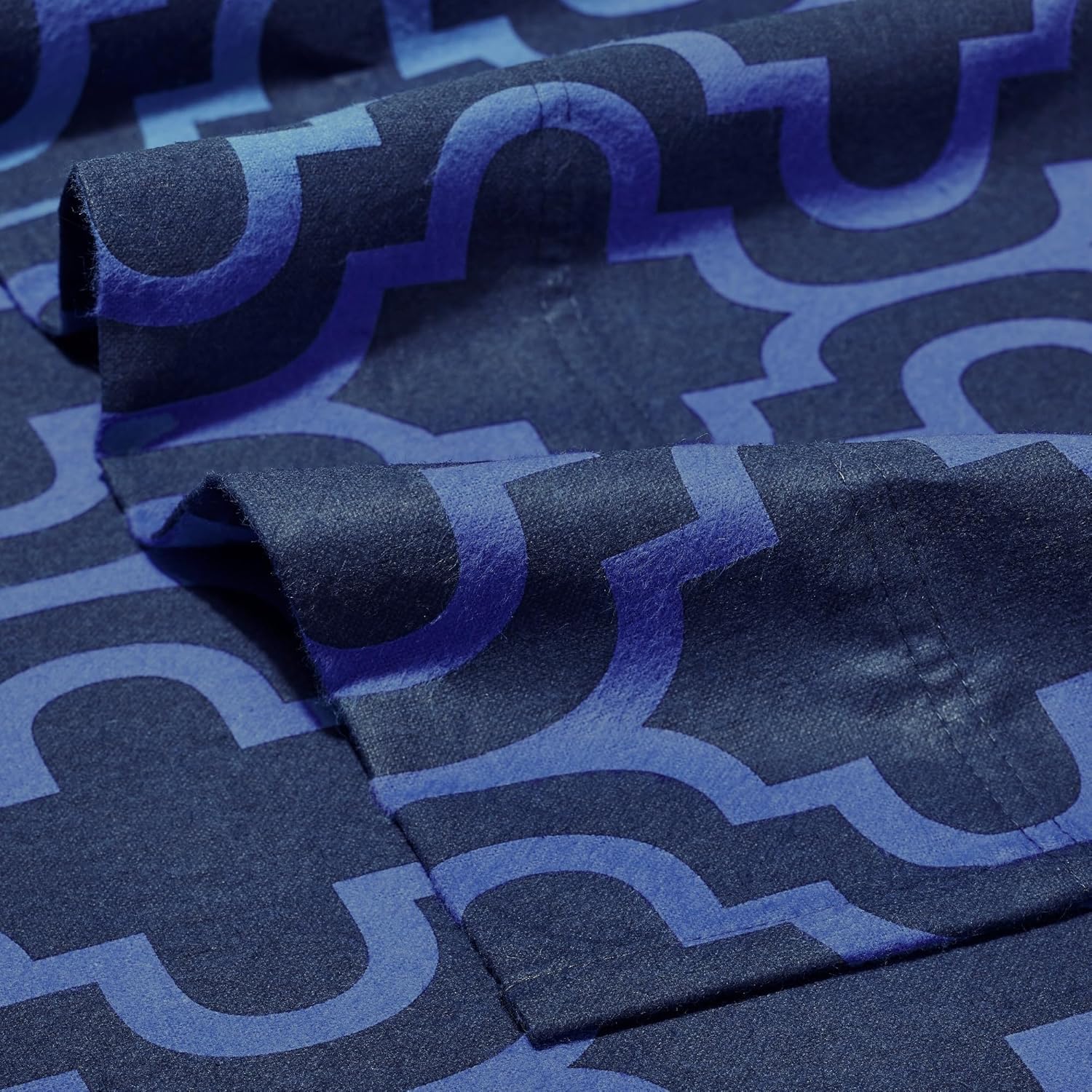 Superior Extra Soft Printed Highest Quality All Season 100% Brushed Cotton Flannel Trellis Bedding Pillowcase Set - Navy Blue Trellis, King Size