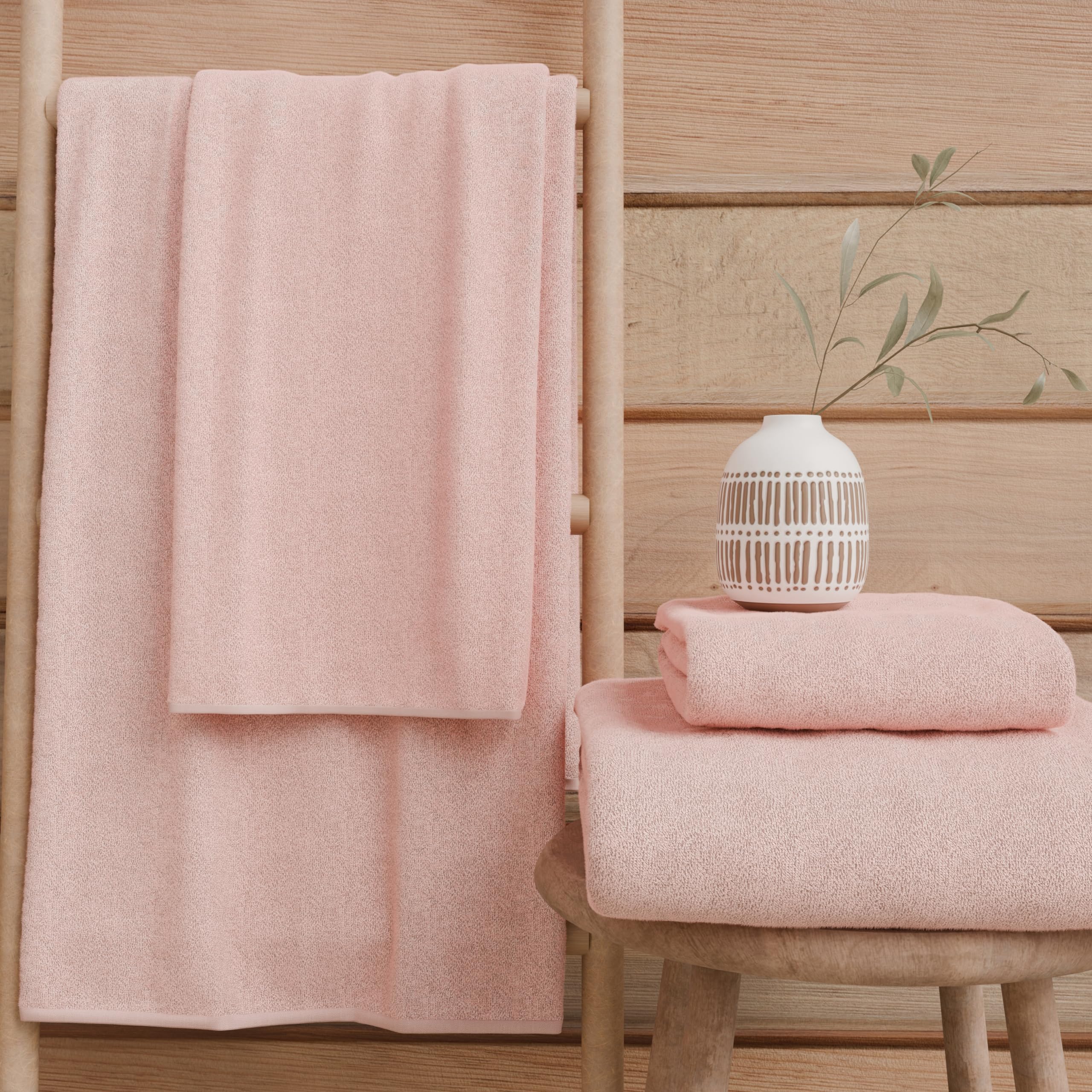 PETTI Artigiani Italiani - 100% Cotton Terry Bath Towels, 2+2 Towel Set, 4 Pieces 2 Face Towels and 2 Hand Towels, Pink Towels