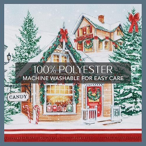 Miniatura 4 de Elrene Home Fashions Storybook Christmas Village - Camino de mesa o consola navideña con bordes, 13 pulgadas de ancho x 70 pulgadas de largo