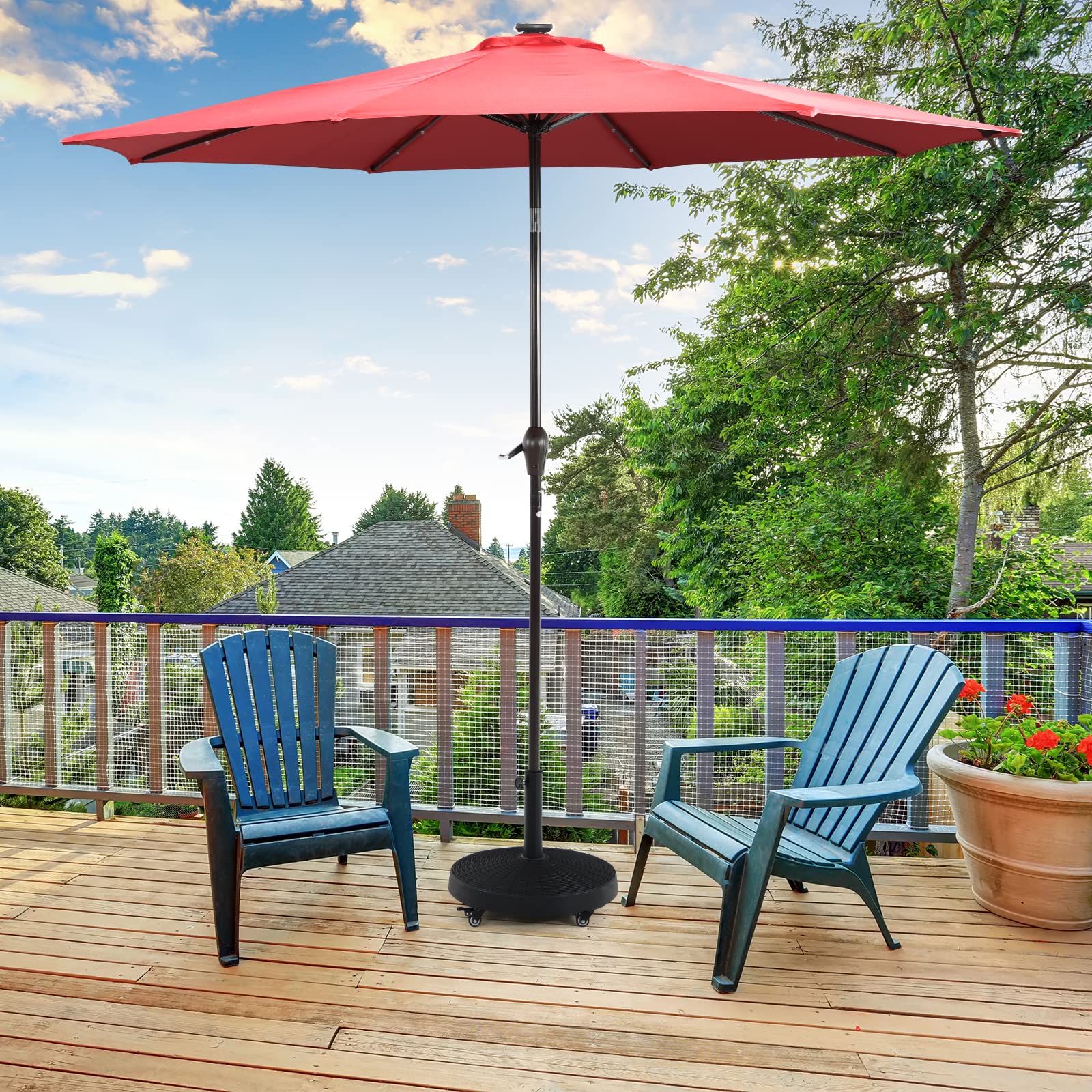 COSTWAY Pied de Parasol sur roulettes ∅52CM 23KG pour Mât ∅38/48 mm,Style 1