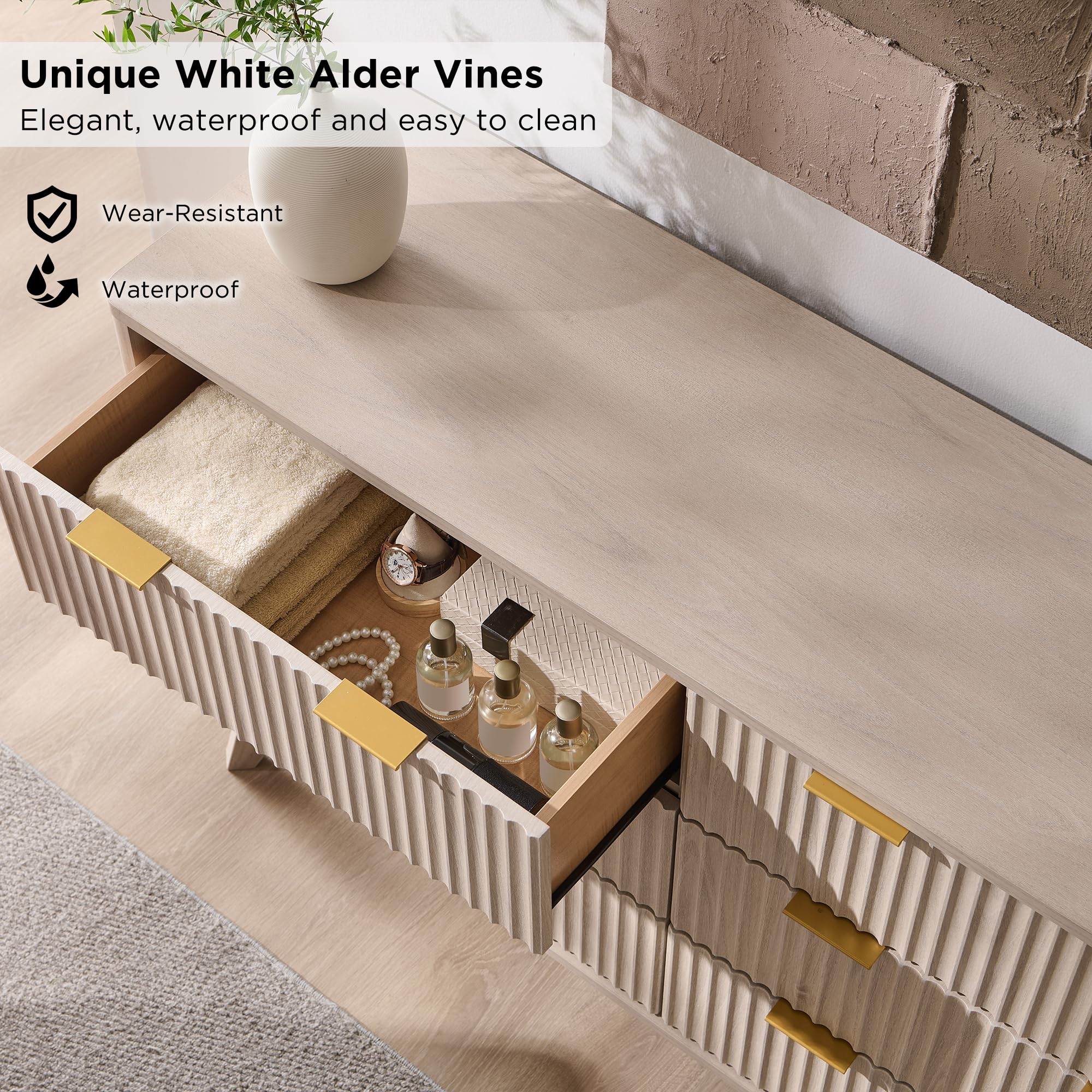 Amazon.com: T4TREAM Fluted 6 Drawers Dresser, 54