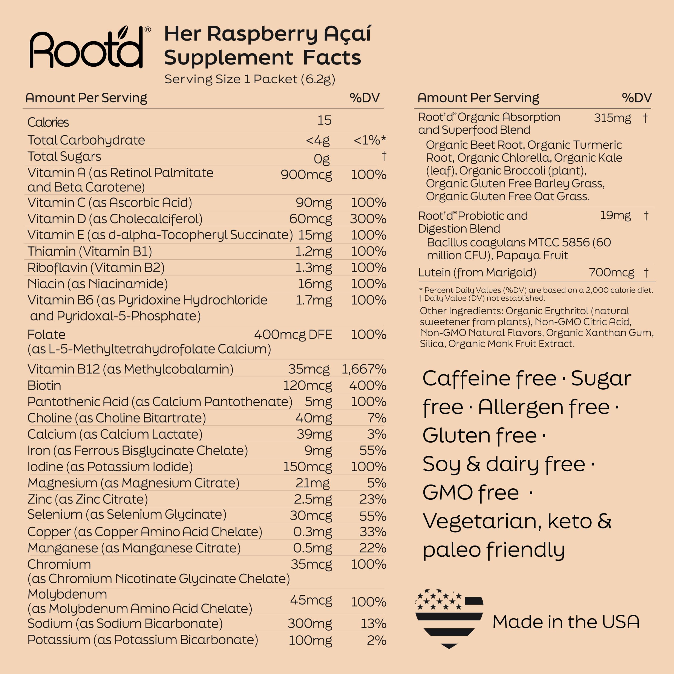 Root'd Multivitamin Powder for Women - 25 Vitamins & Minerals - 30 Count — Amazon image 8