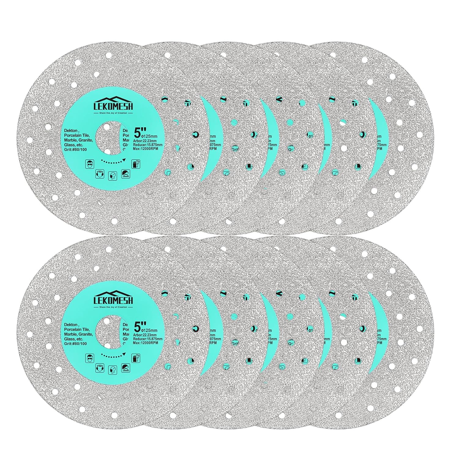 Rock Slab Grinding Disc - 5 inch Glass Cutter Disc(5pcs), Granite Cutting Blade, Diamond Grinder Wheel for Rock Slab, Stone, Tile, Marble, Granite, Glass Diamond Saw Blades