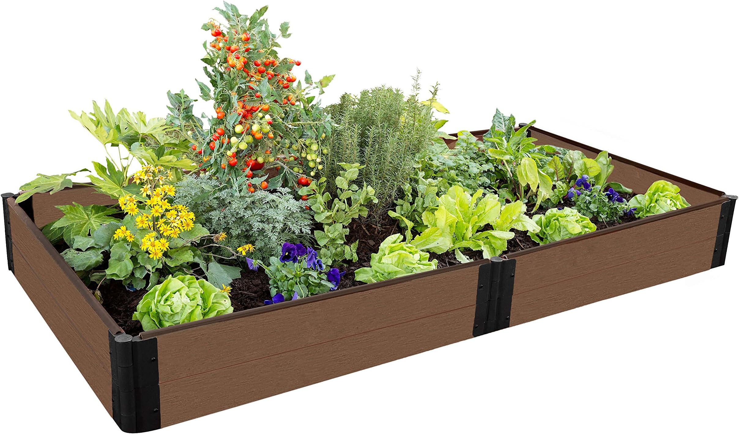 Frame It AllTool-Free Uptown Brown Raised Garden Bed 4' x 8' x 11” – 1” Profile