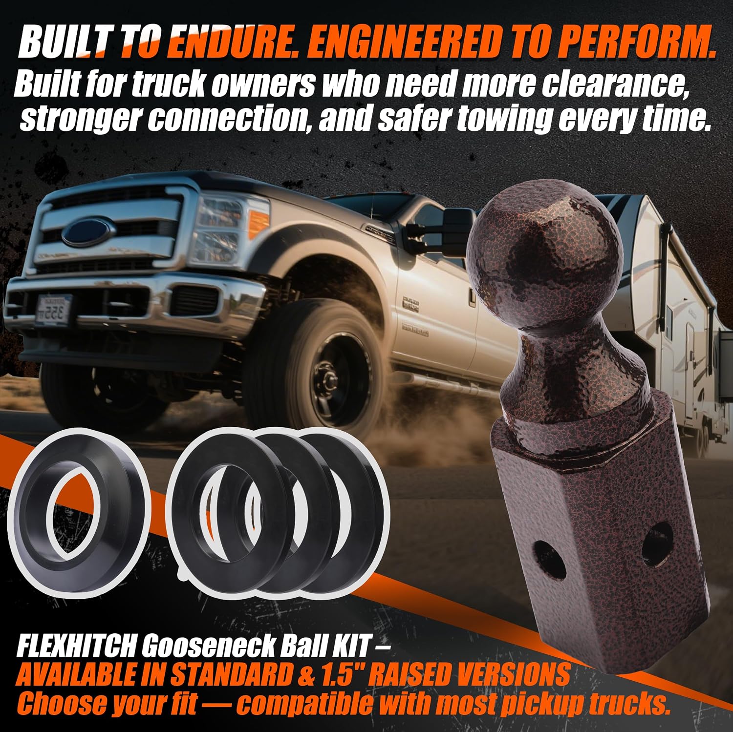2-5/16" Gooseneck Ball Hitch, Replace#GNXA2000, 4pcs Anti-tilt PU Washers Included, Red Bronze Textured Surface, 30000lbs