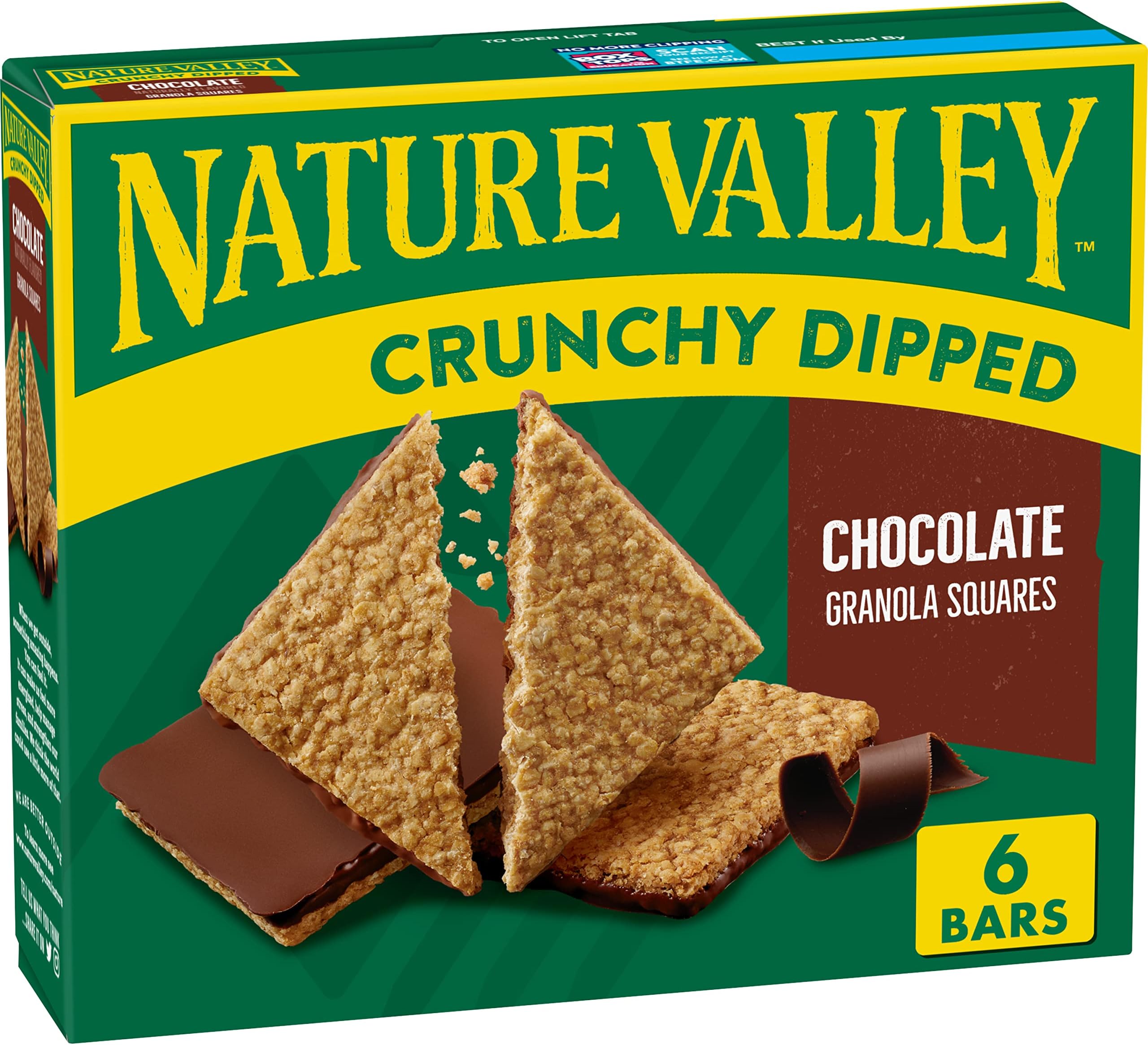 Nature ValleyCrunchy Dipped Granola Squares, Oats and Chocolate, 6 ct