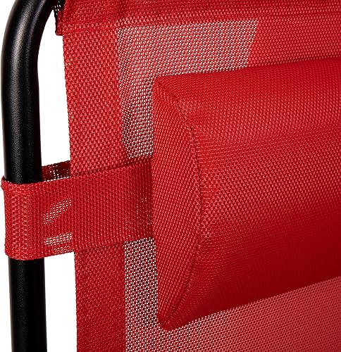 Miniatura 12 de Flash Furniture Celestial - Sillón reclinable de malla plegable ajustable de gravedad cero con almohada y bandeja portavasos, color rojo, juego de 2