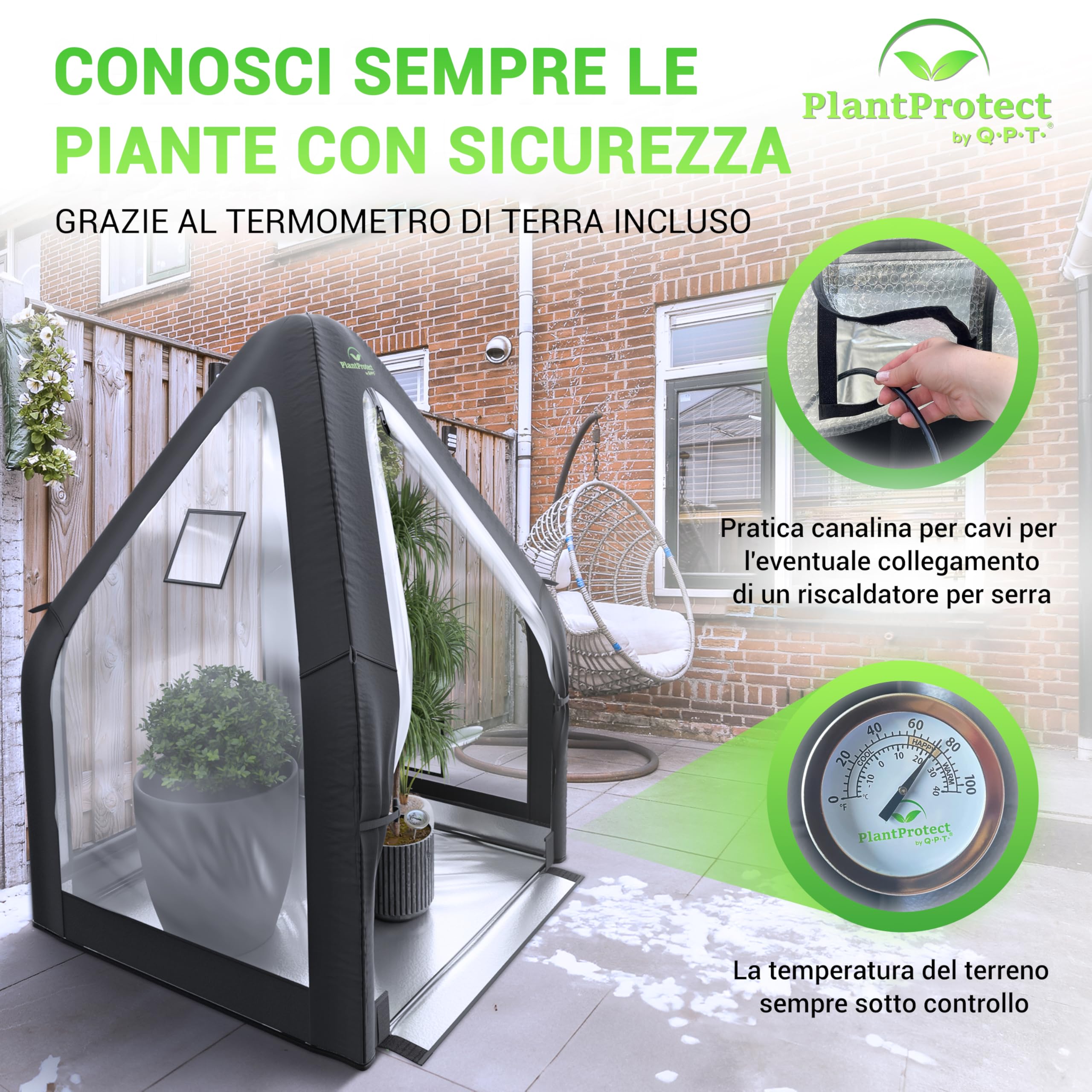 Q.P.T. Serra invernale per piante in vaso - materiale in PVC resistente per la protezione dal gelo, dal vento e dalla pioggia, facile montaggio