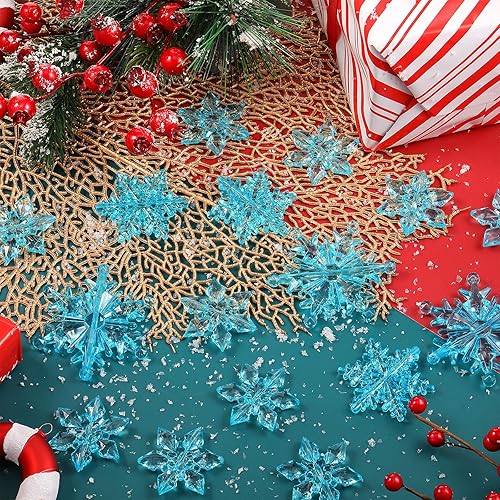 Miniatura 9 de Boao 35 piezas de adornos de copos de nieve de cristal acrílico, colgante de árbol de Navidad, decoración temática de nieve de invierno para el país