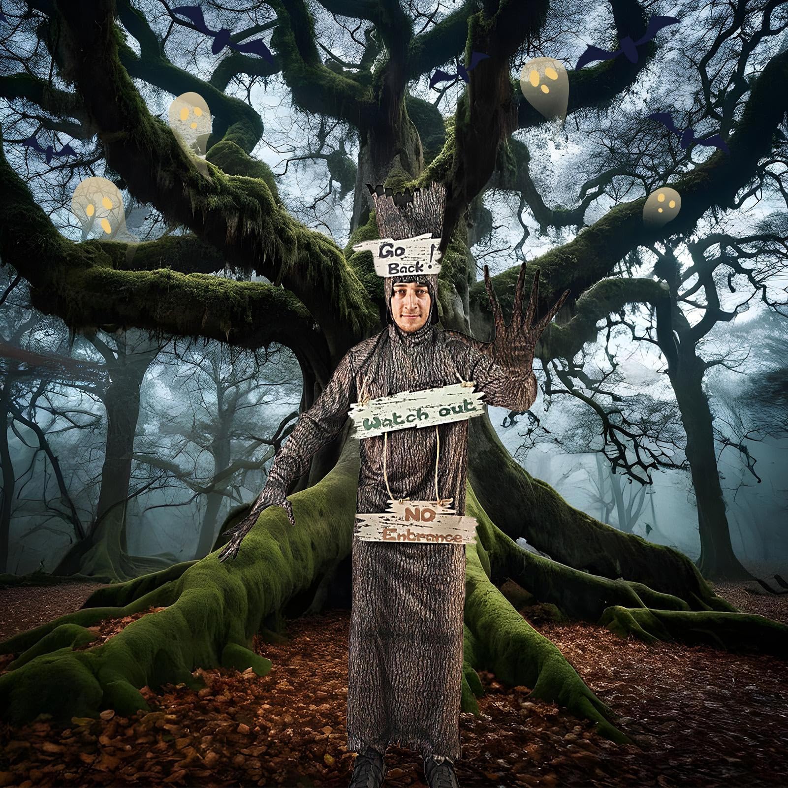 Straszne kostiumy na Halloween, przebranie nawiedzonego drzewa, Halloween | straszny strój akcesoria cosplay na bal maskowy kobiety dorośli mężczyźni scena klubowa impreza festiwal