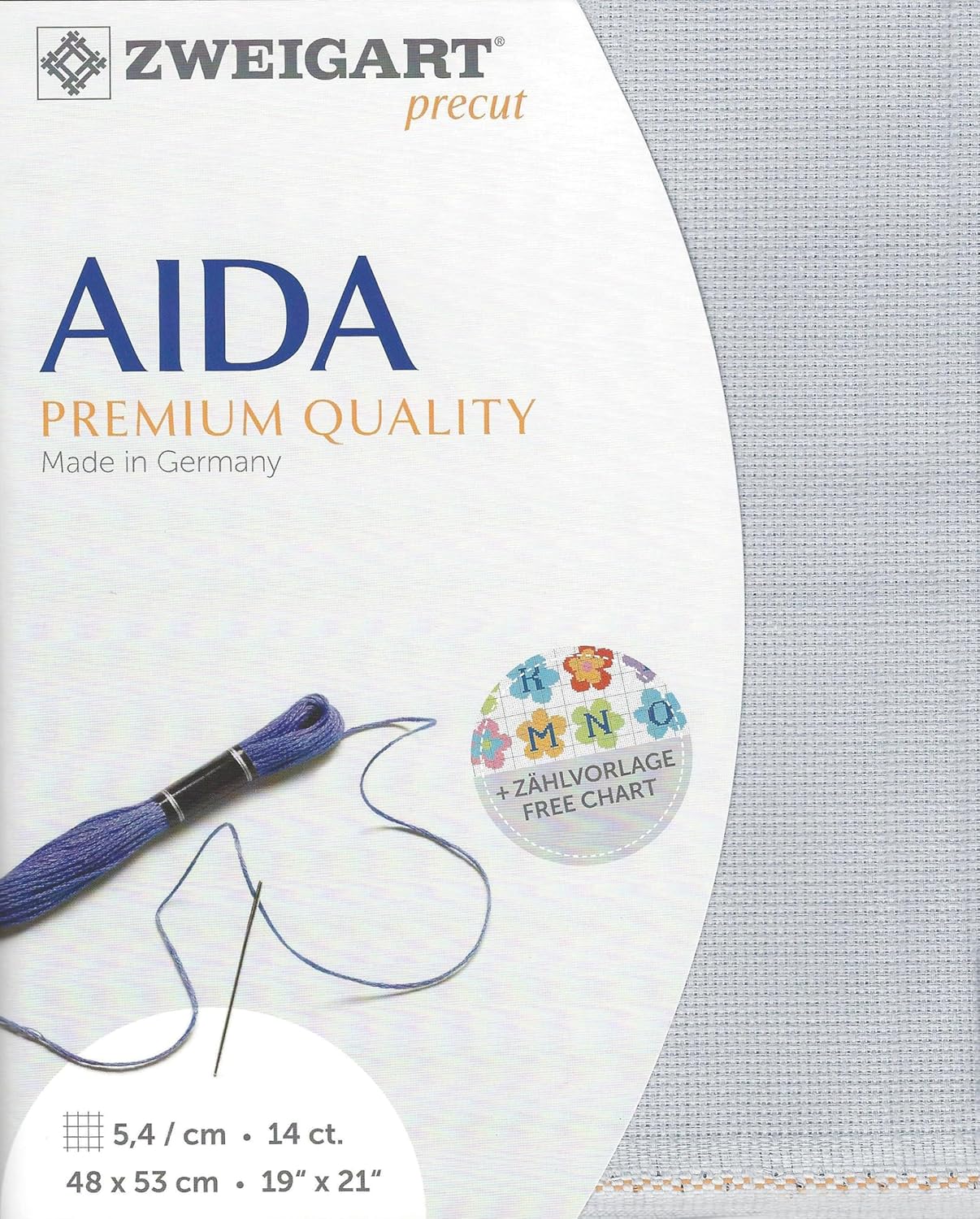 Wizardi Stern-Aida 14 Count Steel-Gray 3706/713. Needlework Canvas, Cross-Stitch Fabric, Embroidery Cloth, Needlepoint Canvas. 100% Cotton. Precut Zweigart