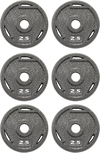 Signature Fitness Placa de peso de hierro fundido para entrenamiento de fuerza y levantamiento de pesas, estándar u olímpico, varios tamaños