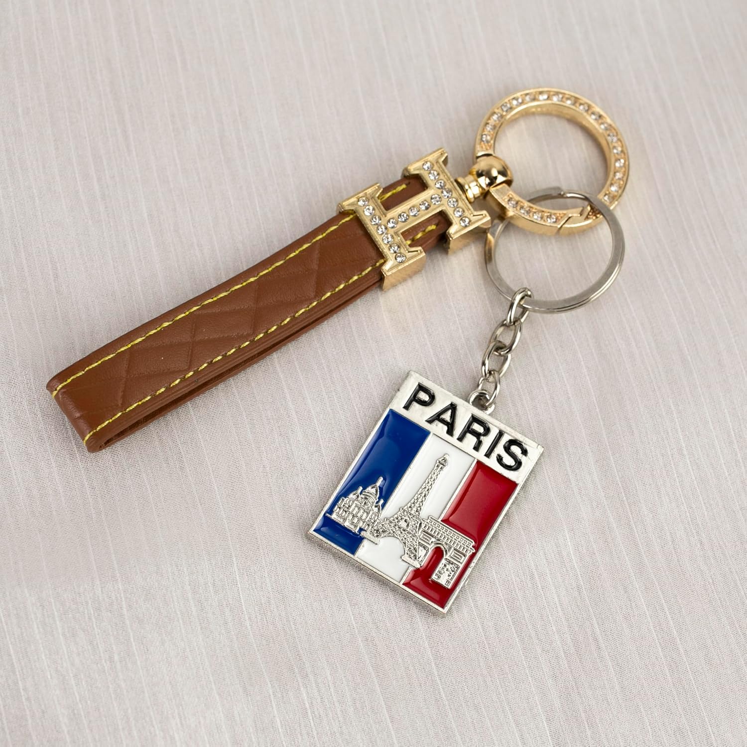 THE ARTISAN'S WHISPER Paris Eiffel Tower Keychain, French Flag Keyring, France Pride Key Ring, Gift For Paris Traveler France Lover, Arc De Triomphe Bag Charm, French Travel Souvenir Key Accessory image 4