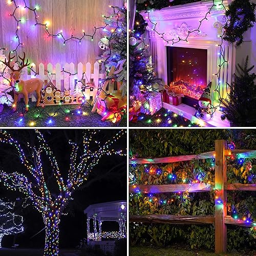Miniatura 7 de Guirnalda de luces de Navidad para exteriores, 21.5 pies, 100 LED, conectables, impermeables, más brillantes, desmontables para interiores y