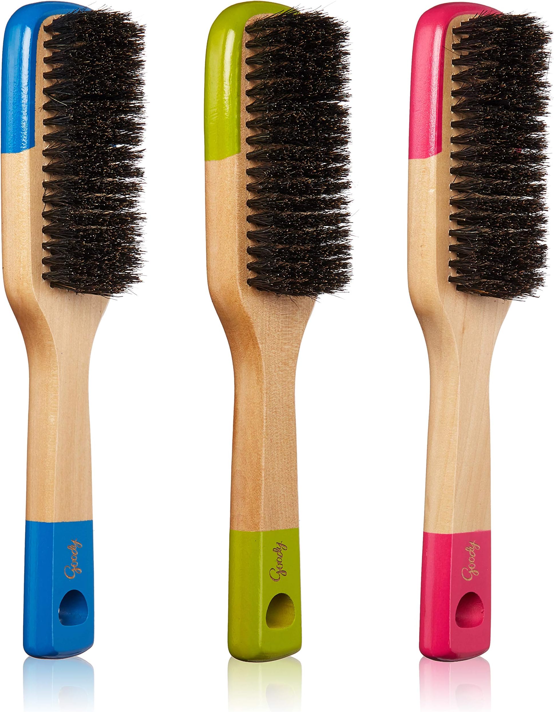 Goody Wood Styler Brush - Natural Boar Bristles Smooth and Add Shine - Fights Frizz and Static - Premium Wood Design - Pain-Free Hair Accessories for All Hair Types - for Men, Women, Boys, & Girls