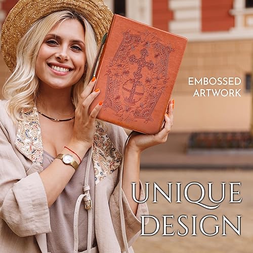 Miniatura 7 de Funda para la Biblia con marcador y resaltadores, fundas para la Biblia para mujer, de cuero vegano, diseño único, funda de la Biblia para mujeres,