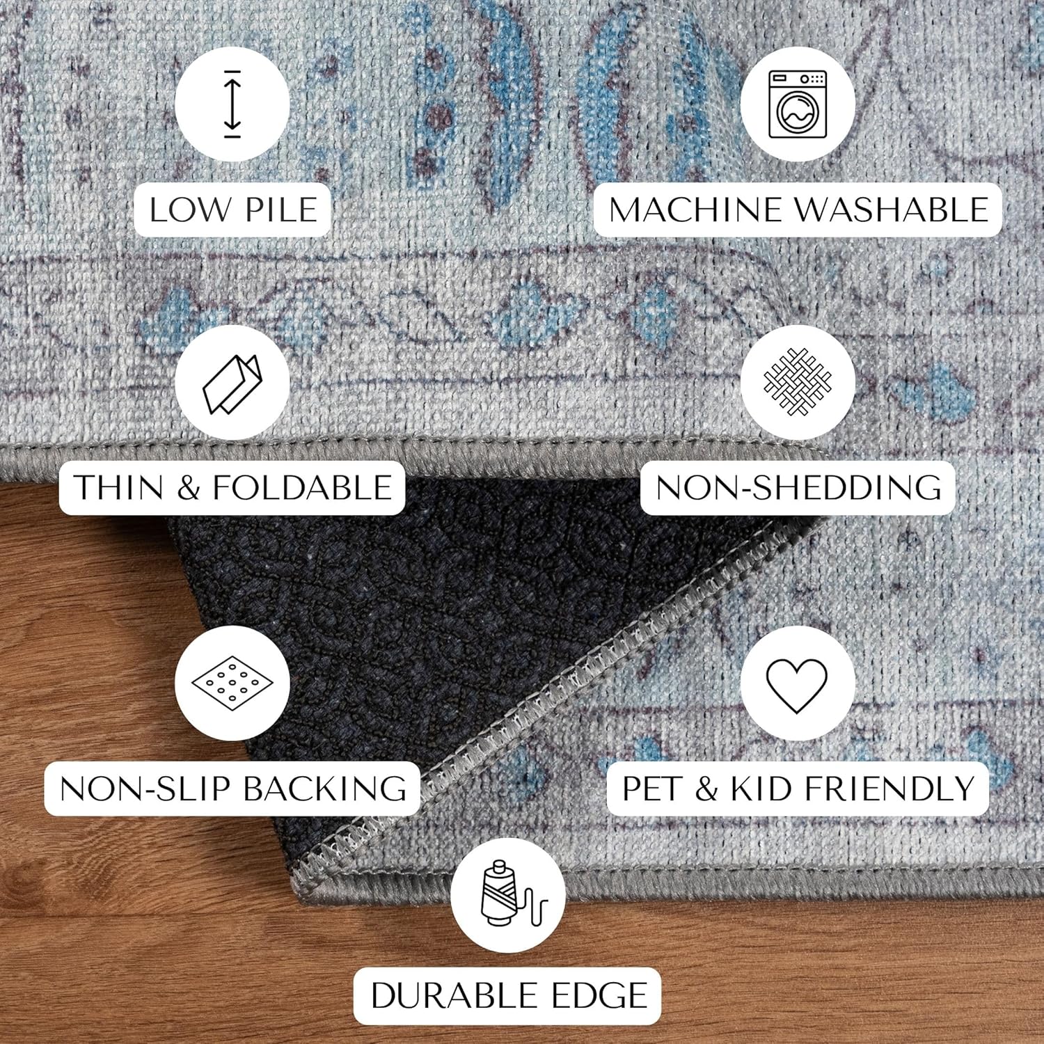 Gray Boho Oushak Rug 2x3 - Vintage Turkish Small Area Rugs for Kitchen Floor, Non-Slip Washable Rugs for Entryway, Entrance, Bathroom, Bedroom, Under Table, Living Room, Indoor