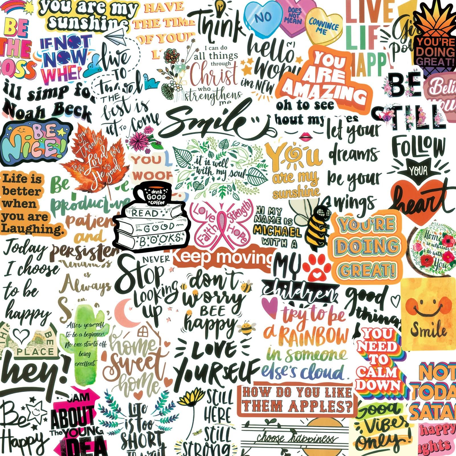 300PCS Inspirational Stickers for Water Bottles, Motivational Stickers for Adults, Teens, Teachers, Vinyl Waterproof Laptop Sticker for Hydroflasks Journaling Scrapbooking Vision Board Supplies