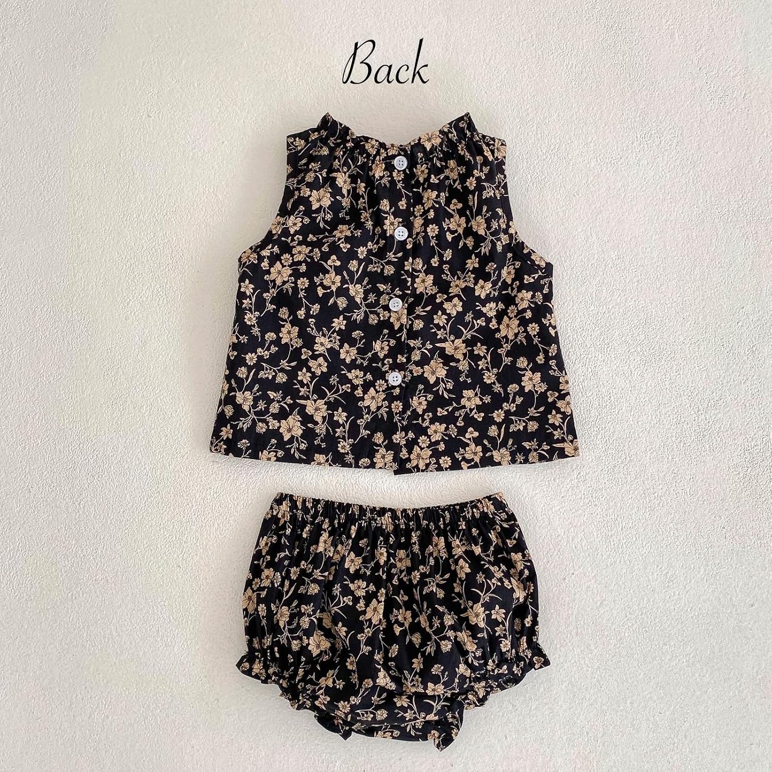 HOOLCHEAN Baby Infant Girls Summer Vintage Flower Ruffled 2PCS Set Sleeveless Top Dress Shirt and Bloomer Shorts